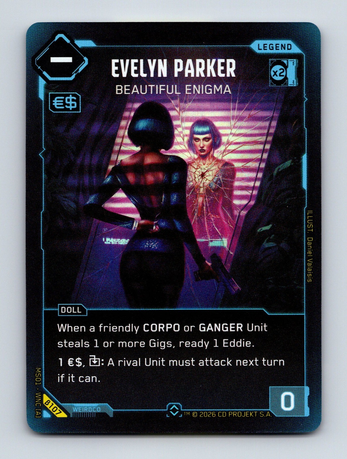 Cyberpunk TCG Beta Evelyn Parker - Beautiful Enigma (Rare) 107 NM