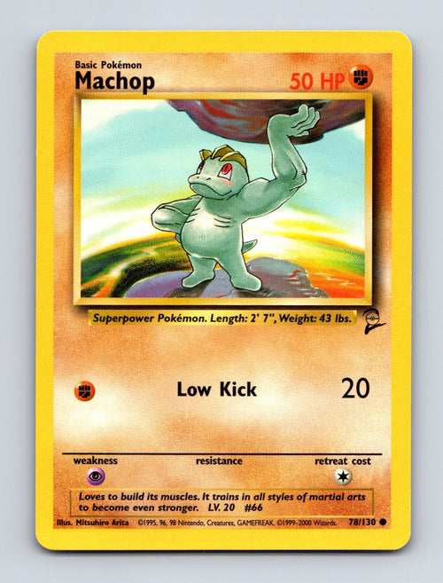 2000 Pokemon TCG Machop Base Set 2 078/130 Common MP