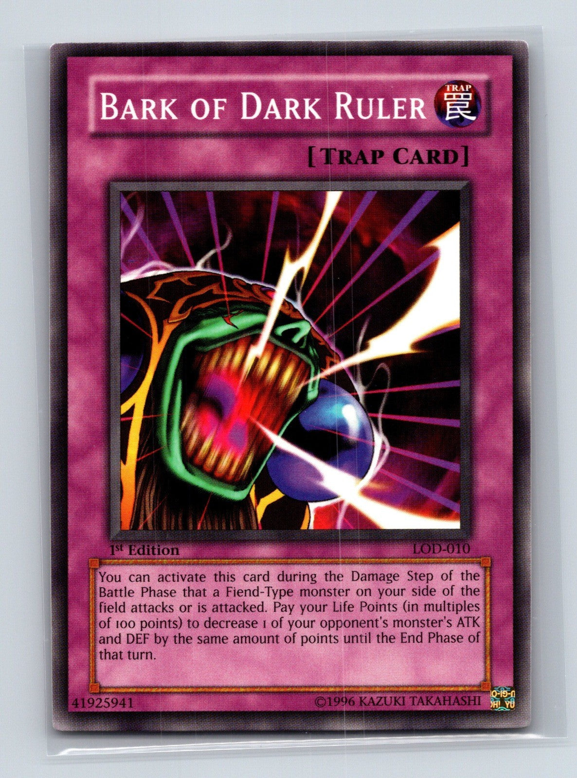 Yugioh Bark of Dark Ruler LOD-010 Common 1st Edition NM