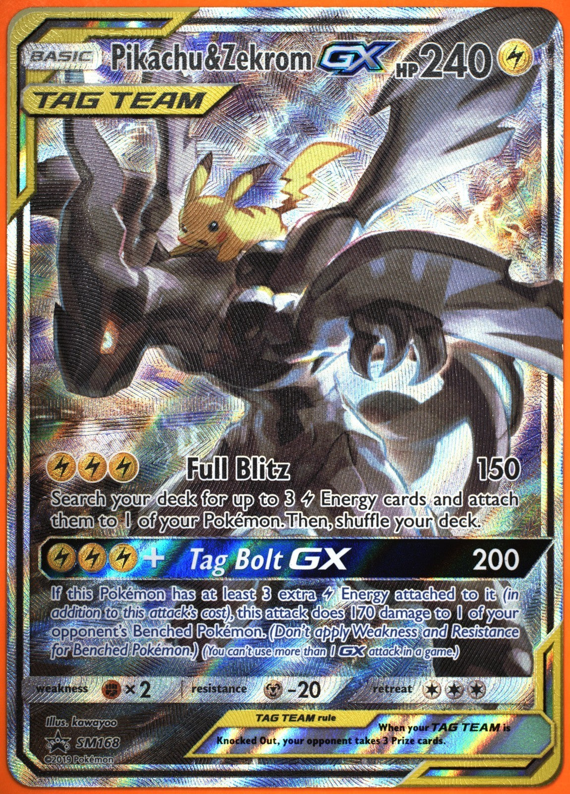 TAG 10 GEM MINT Pikachu & Zekrom GX SM168 Alt Art Promo SCORE 982 - 2ND HIGHEST