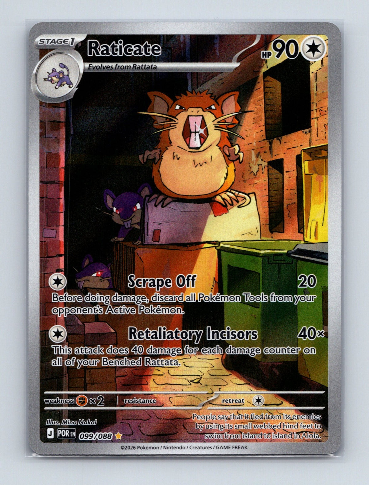 2026 Pokemon TCG Raticate ME03: Perfect Order 099/088 Holo Illustration Rare NM
