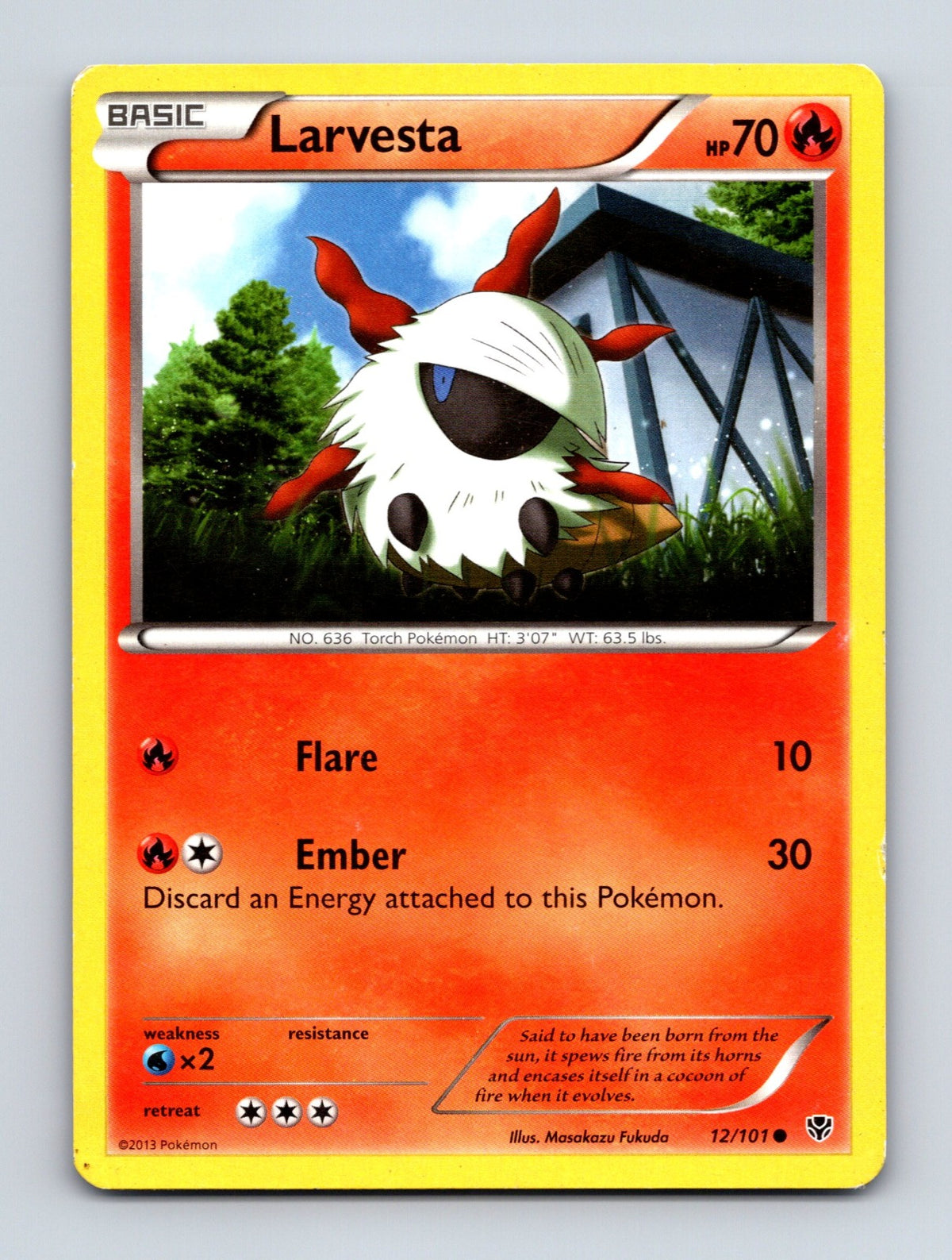 2013 Pokemon TCG Larvesta Plasma Blast 12/101 Common LP