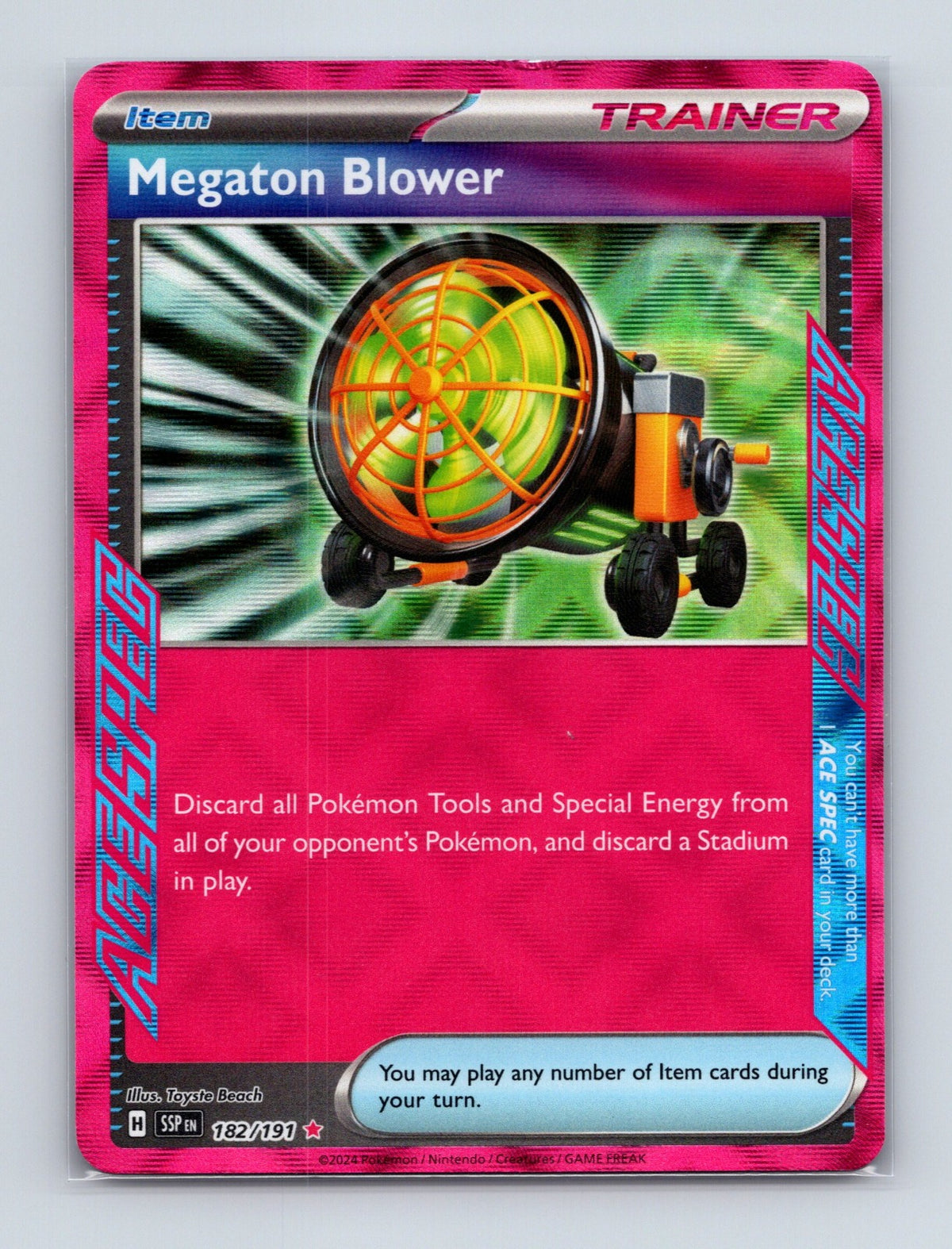 2024 Pokemon  Megaton Blower SV08: Surging Sparks 182/191 Holo ACE SPEC Rare NM