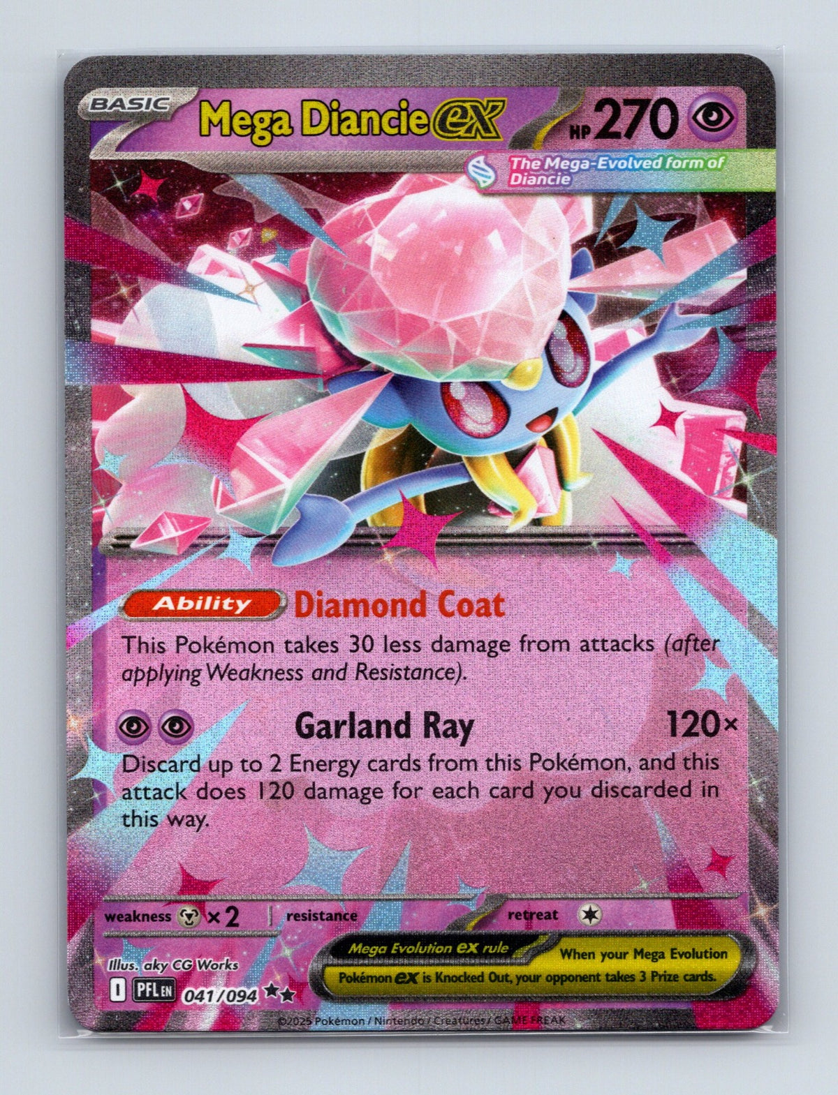 2025 Pokemon Mega Diancie ex ME02: Phantasmal Flames 041/094 Holo Double Rare NM