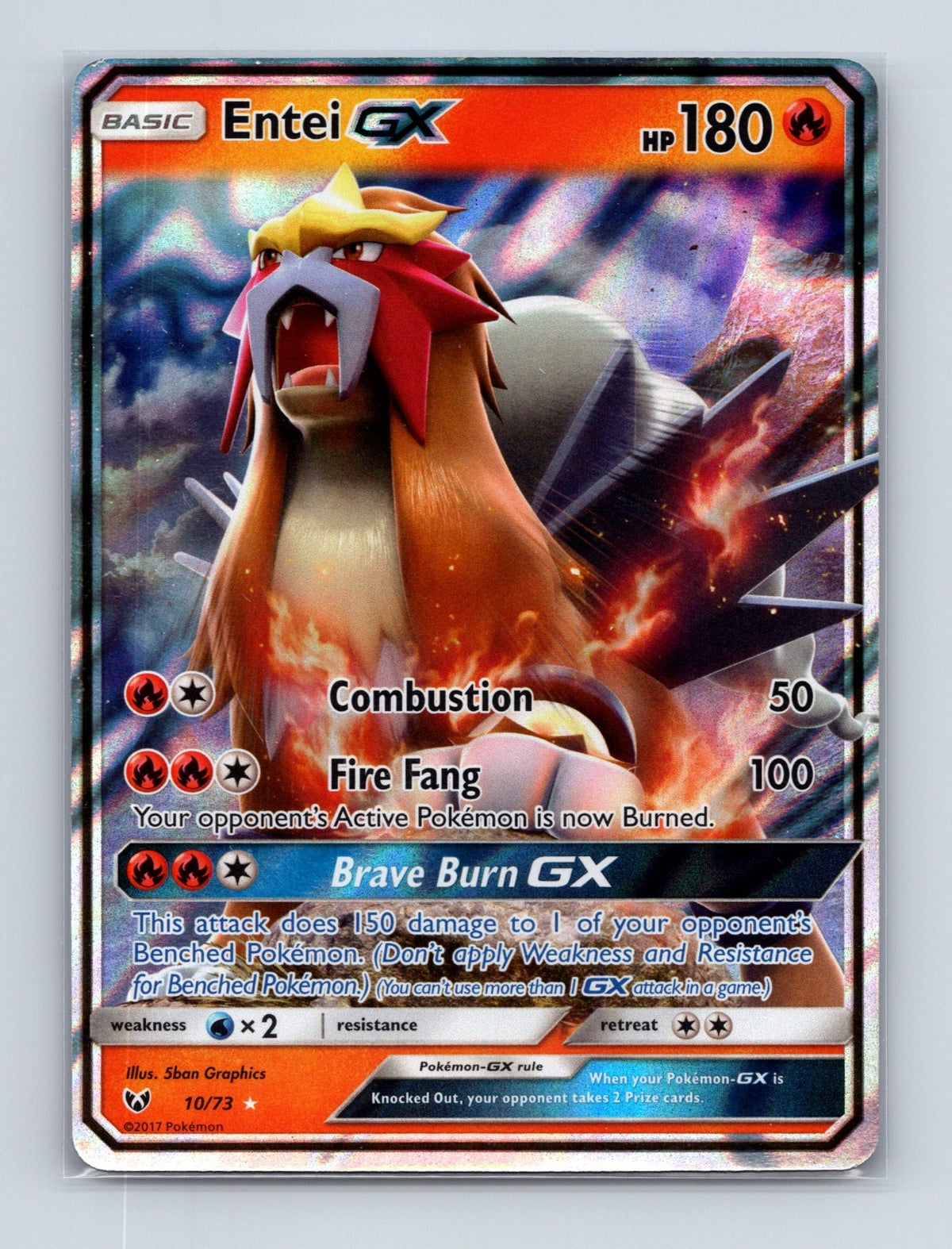 2017 Pokemon TCG Entei GX Shining Legends 10/73 Holo Ultra Rare NM