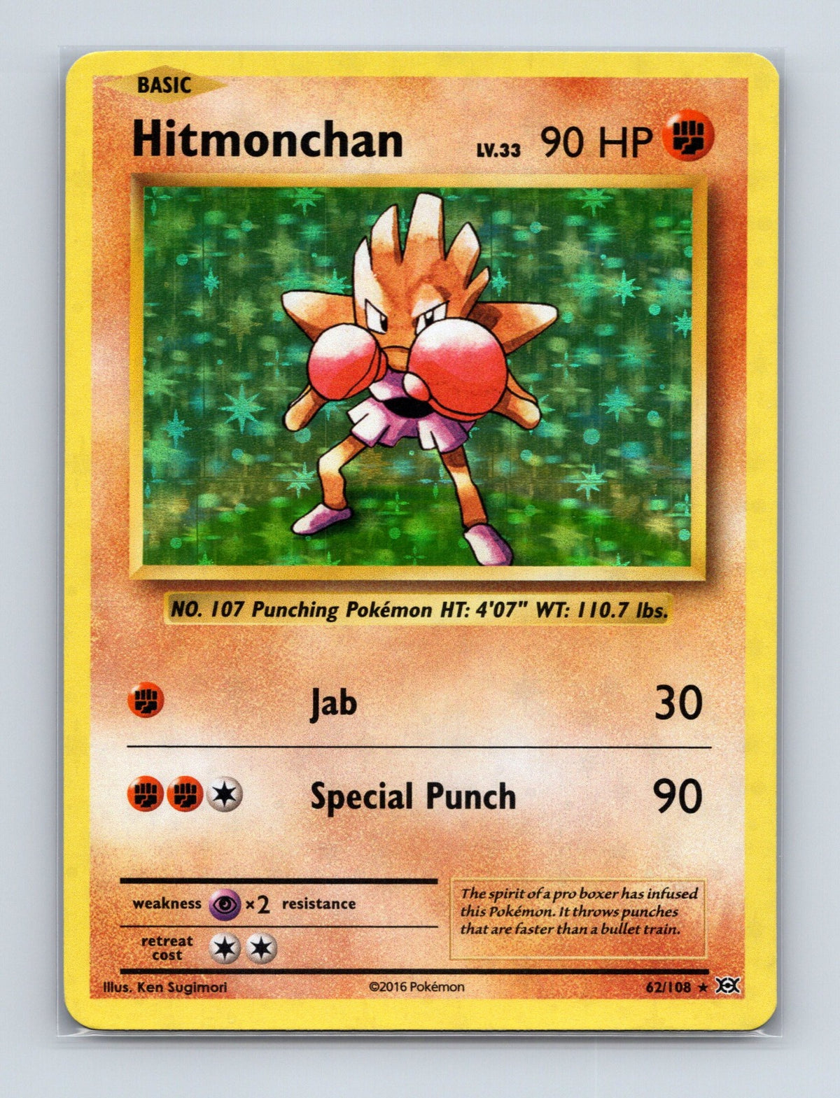 2016 Pokemon TCG Hitmonchan XY - Evolutions 62/108 Holo Rare NM