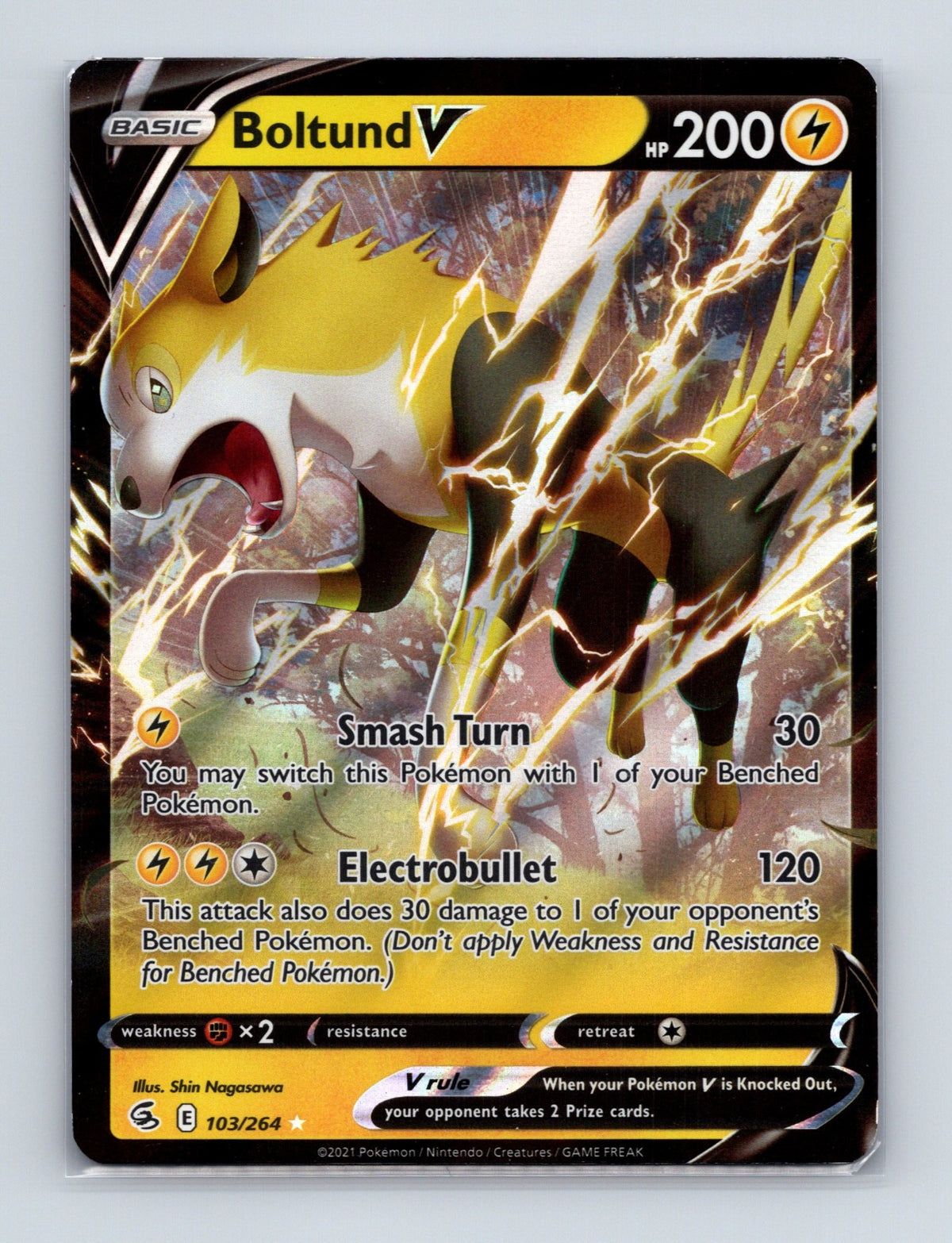 2021 Pokemon TCG Boltund V SWSH08: Fusion Strike 103/264 Holo Ultra Rare NM
