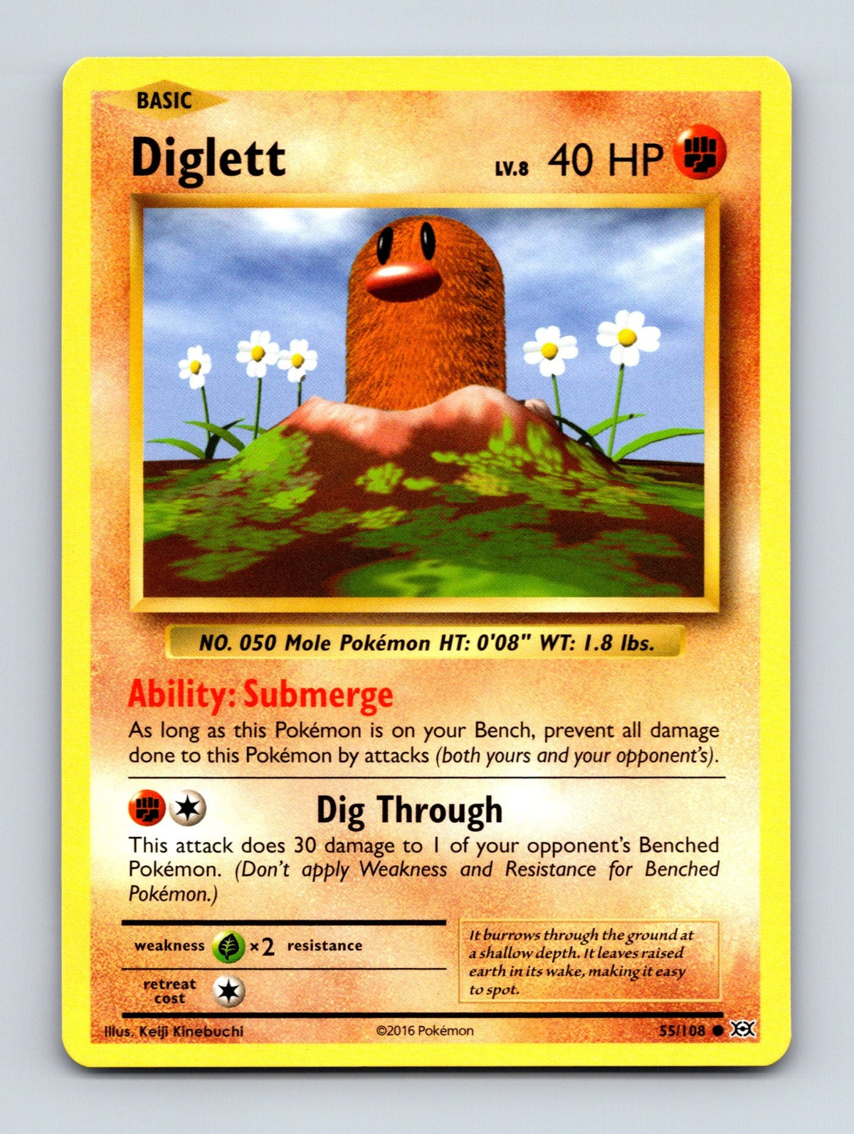 2016 Pokemon TCG Diglett XY - Evolutions 55/108 Common NM