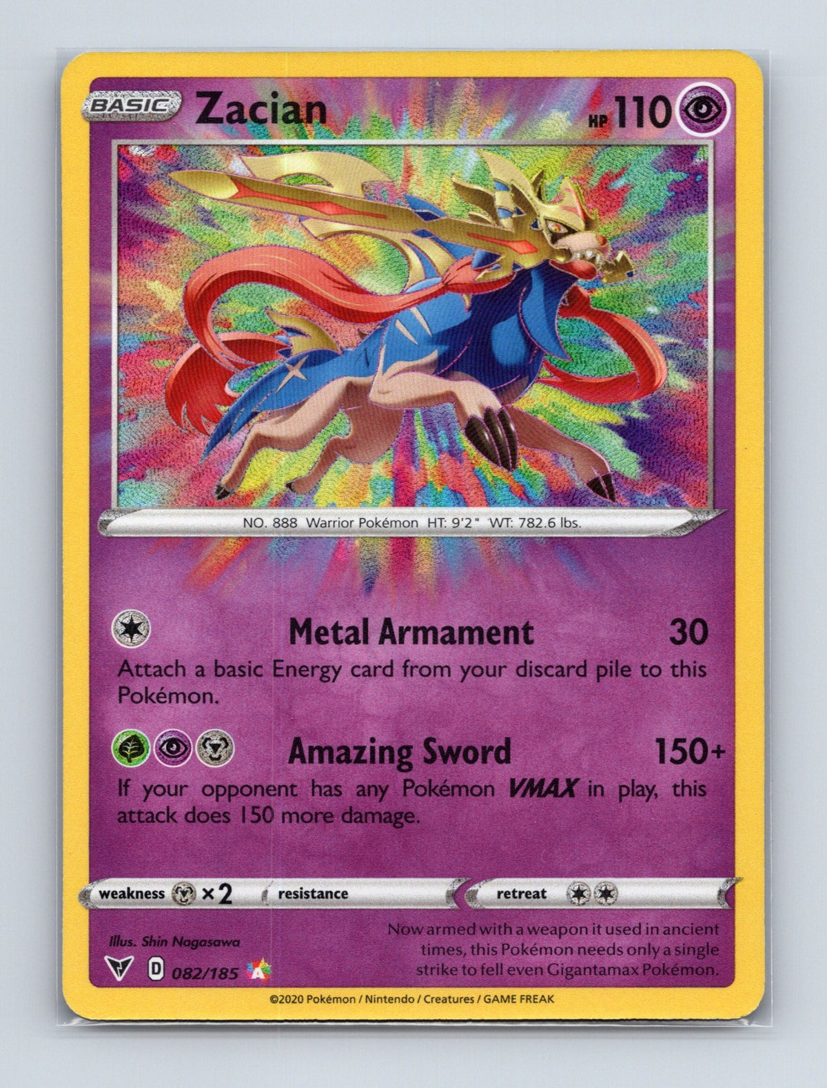 2020 Pokemon TCG Zacian SWSH04: Vivid Voltage 082/185 Holo Amazing Rare NM