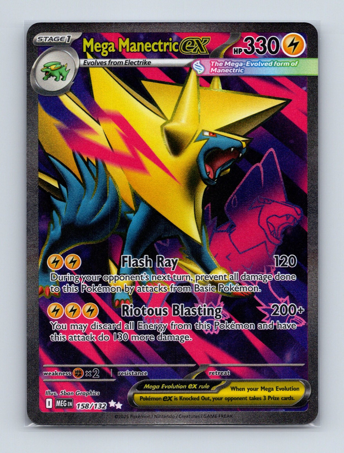 2025 Pokemon Mega Manectric ex ME01: Mega Evolution 158/132 Holo Ultra Rare NM