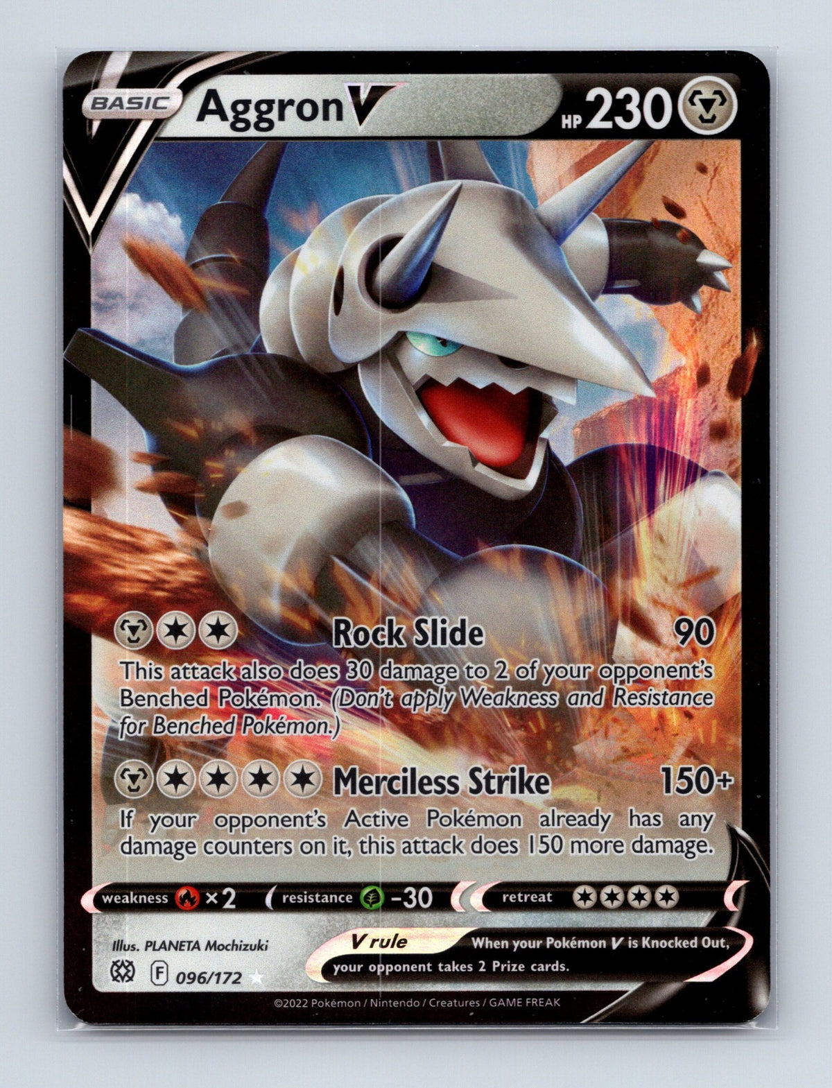 2022 Pokemon TCG Aggron V SWSH09: Brilliant Stars 096/172 Holo Ultra Rare NM