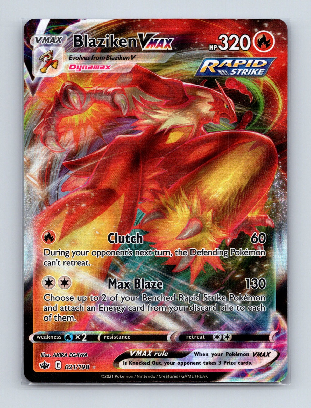 2021 Pokemon TCG Blaziken VMAX SWSH06: Chilling Reign 021/198 Holo Ultra Rare NM