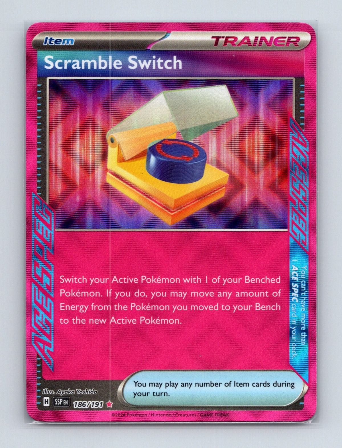 2024 Pokemon Scramble Switch SV08: Surging Sparks 186/191 Holo ACE SPEC Rare NM