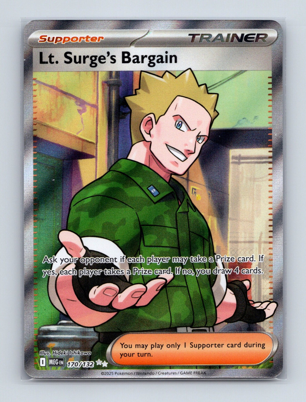 2025 Pokemon Lt. Surge's Bargain ME01: Mega Evolution 170/132 Holo Ultra Rare NM