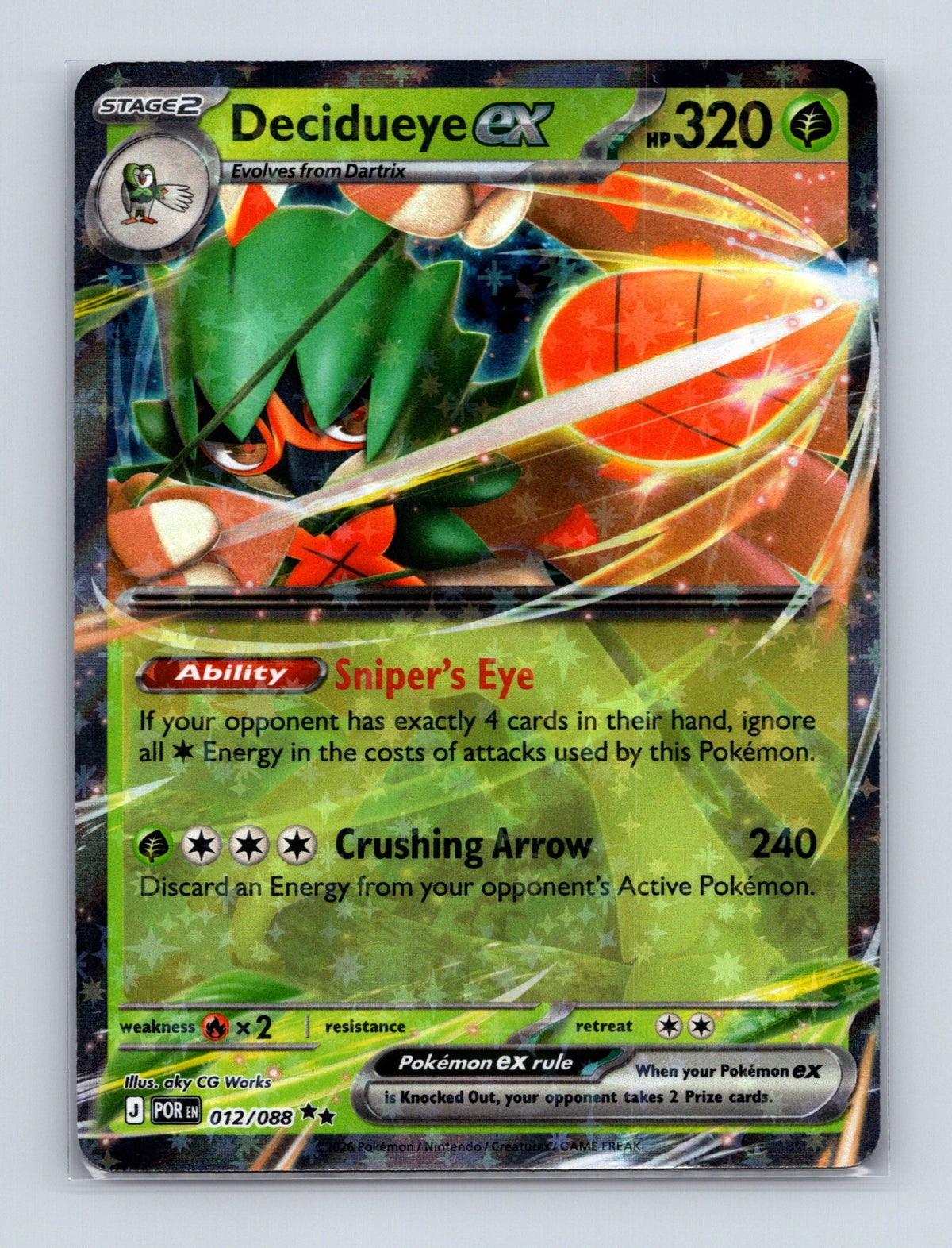 2026 Pokemon TCG Decidueye ex ME03: Perfect Order 012/088 Holo Double Rare NM