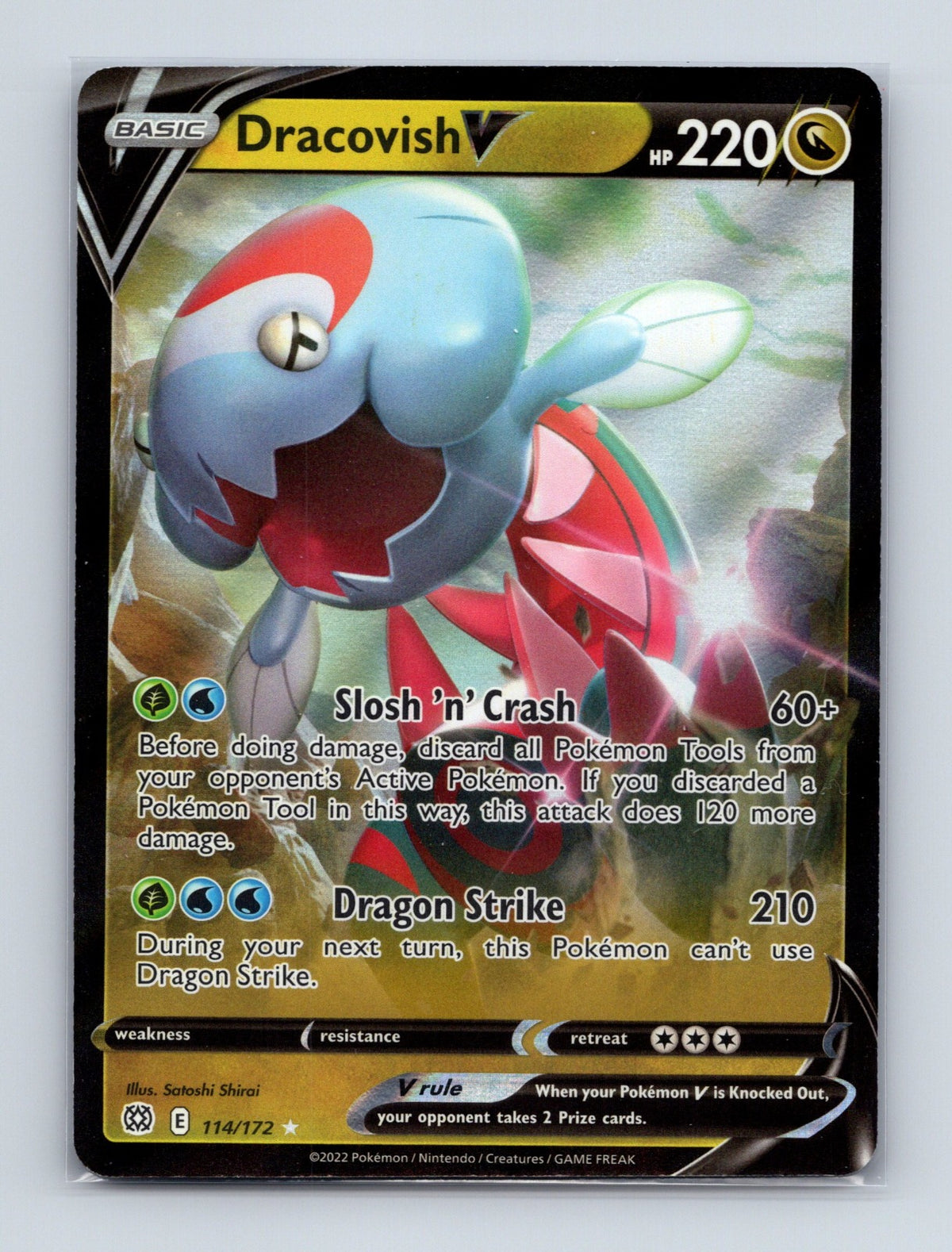 2022 Pokemon TCG Dracovish V SWSH09: Brilliant Stars 114/172 Holo Ultra Rare NM