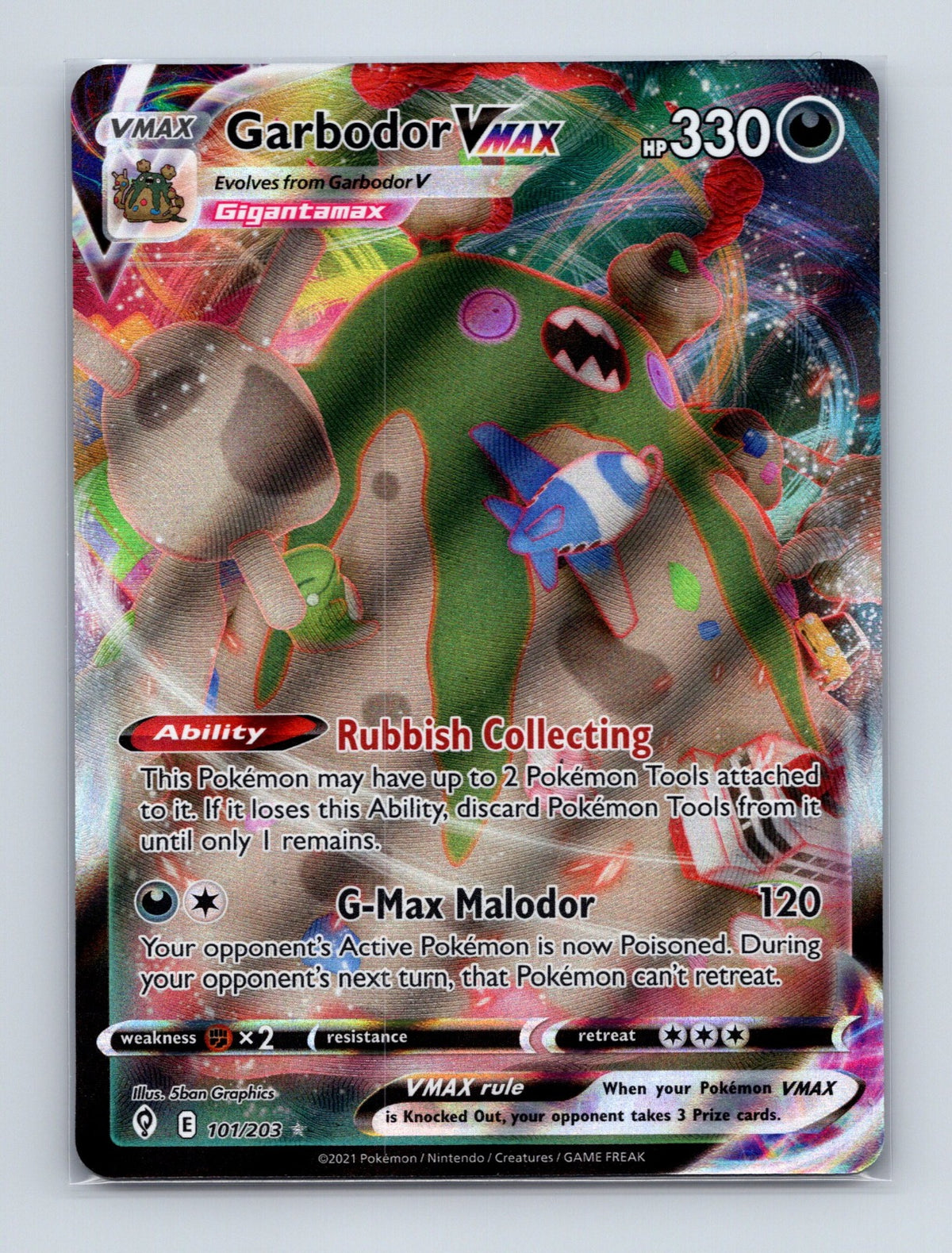 2021 Pokemon Garbodor VMAX SWSH07: Evolving Skies 101/203 Holo Ultra Rare NM