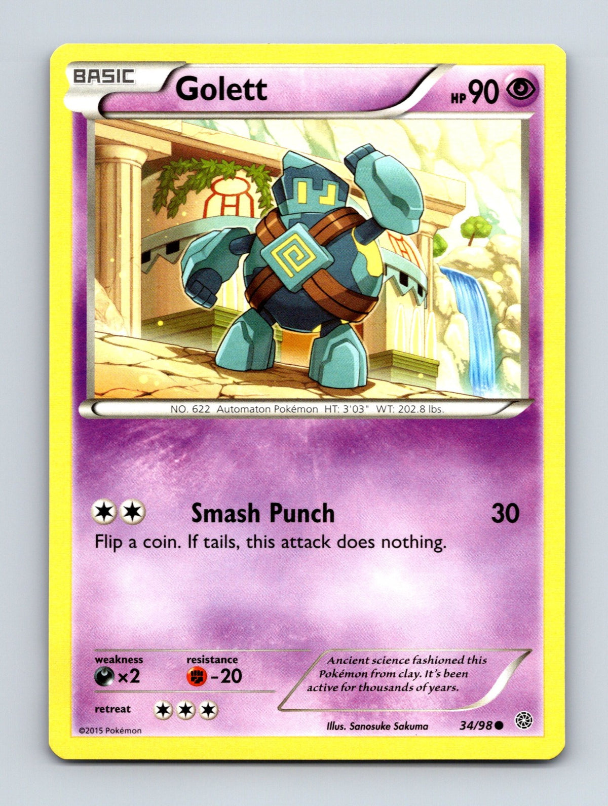 2015 Pokemon TCG Golett XY - Ancient Origins 34/98 Common NM