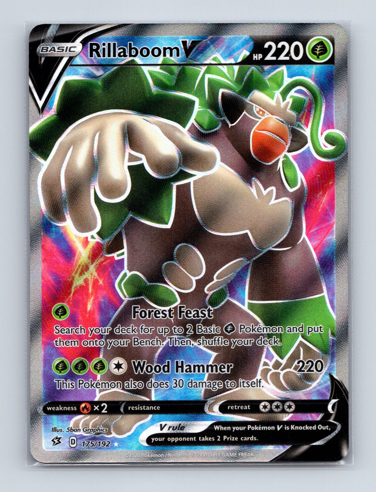 2020 Pokemon Rillaboom V (Full Art) SWSH02: Rebel Clash 175/192 Ultra Rare NM
