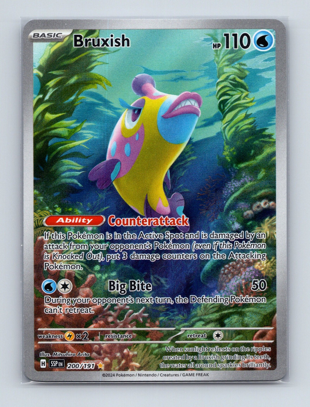 2024 Pokemon TCG Bruxish SV08: Surging Sparks 200/191 Holo Illustration Rare NM