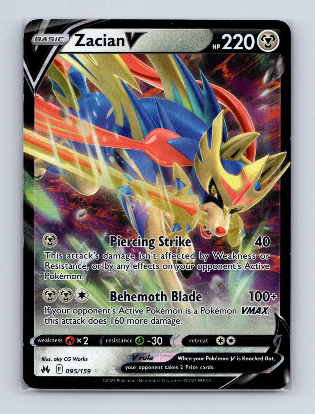 2023 Pokemon TCG Zacian V SWSH: Crown Zenith 095/159 Holo Ultra Rare NM