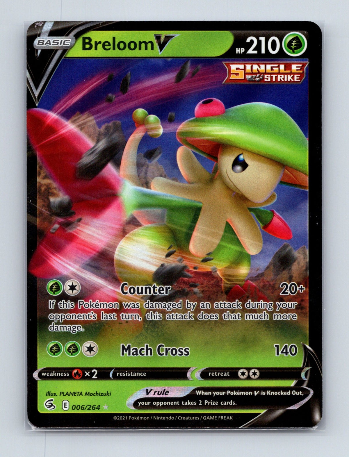 2021 Pokemon TCG Breloom V SWSH08: Fusion Strike 006/264 Holo Ultra Rare NM