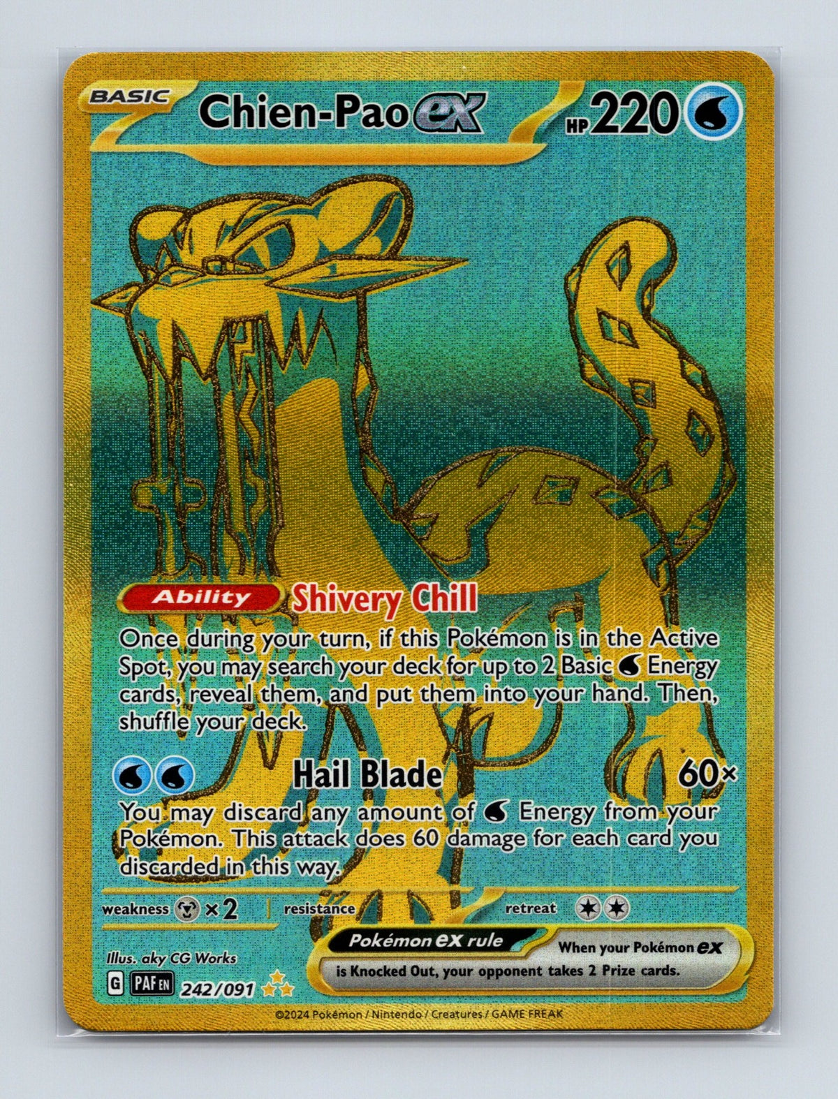 2024 Pokemon TCG Chien-Pao ex SV: Paldean Fates 242/091 Holo Hyper Rare NM