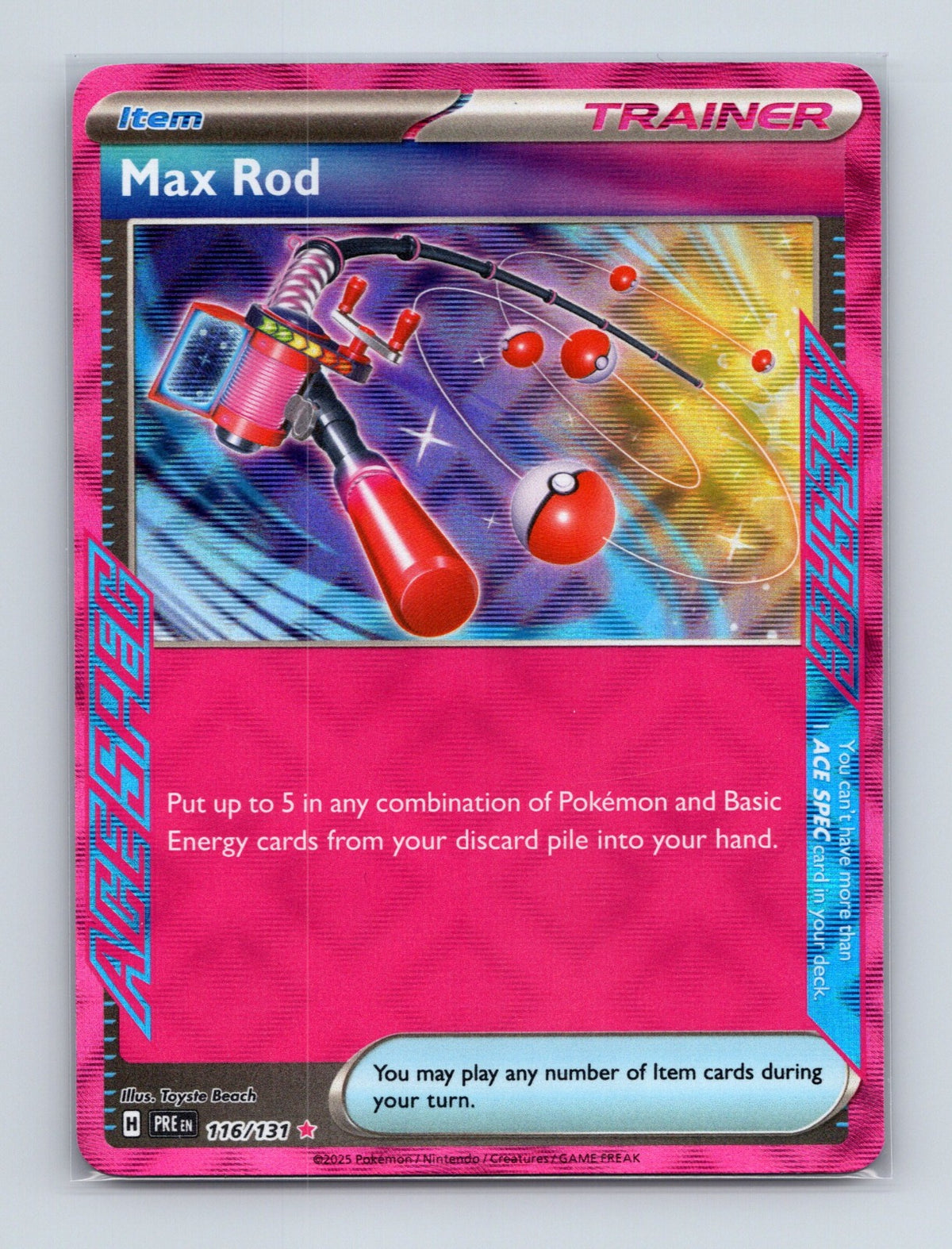 2025 Pokemon TCG Max Rod SV: Prismatic Evolutions 116/131 Holo ACE SPEC Rare NM