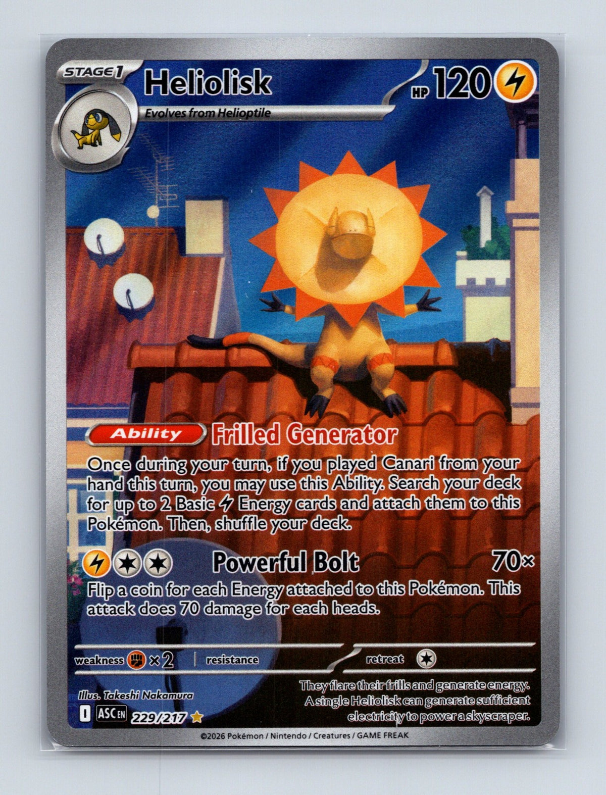 2026 Pokemon TCG Heliolisk ME: Ascended Heroes 229/217 Holo Illustration Rare NM