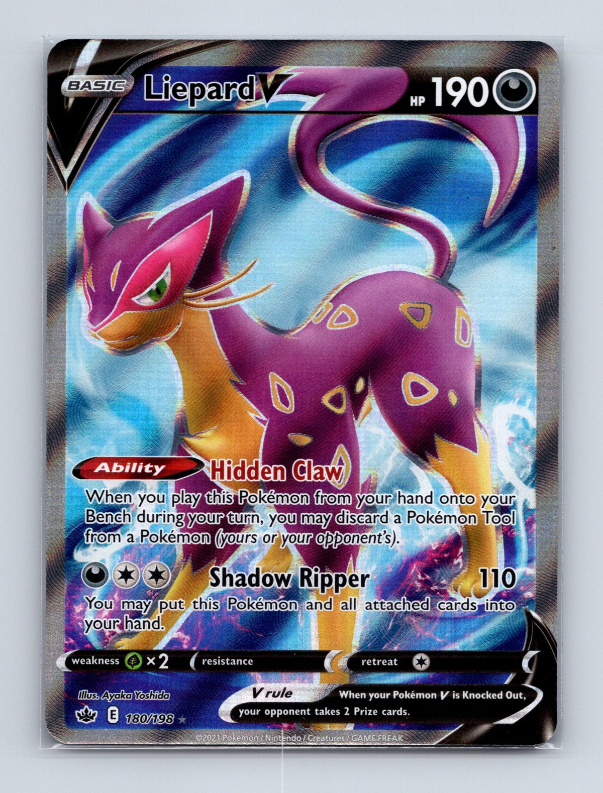 2021 Pokemon Liepard V (Full Art) SWSH06: Chilling Reign 180/198 Ultra Rare NM