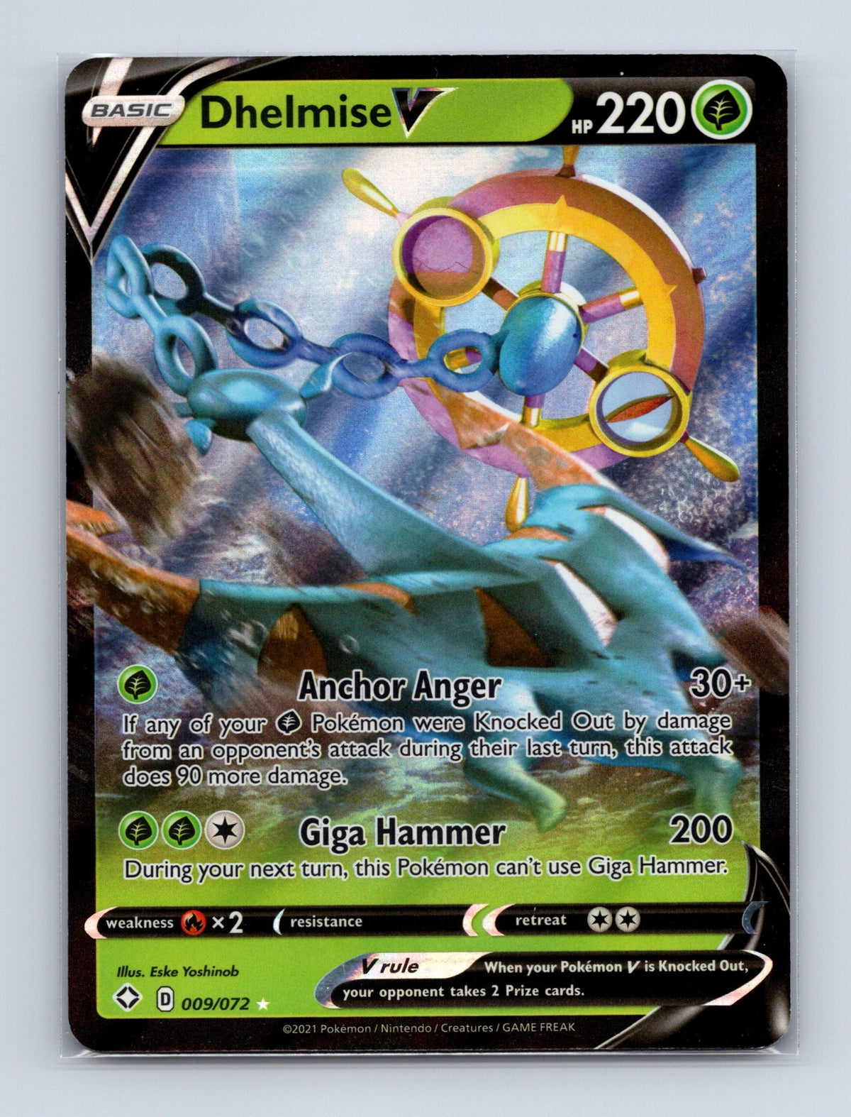 2021 Pokemon TCG Dhelmise V Shining Fates 009/072 Holo Ultra Rare NM