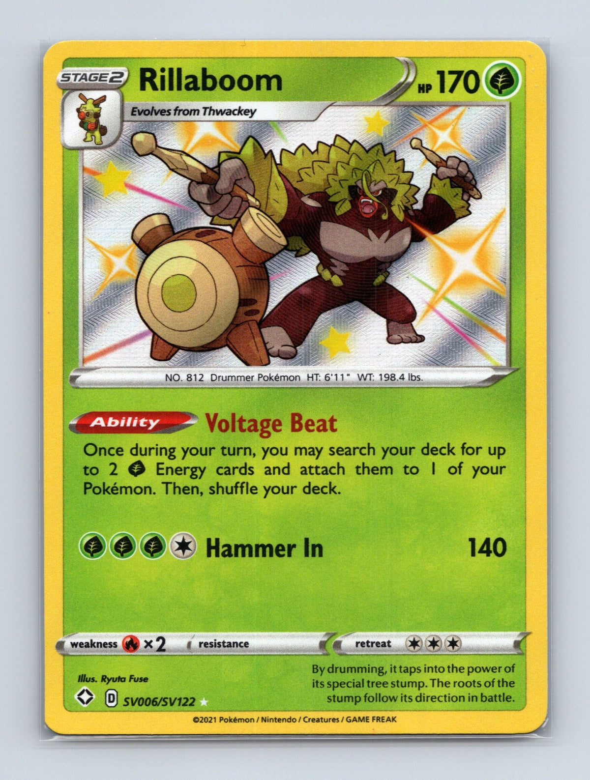 2021 Pokemon Rillaboom Shining Fates: Shiny Vault SV006/SV122 Shiny Holo Rare NM