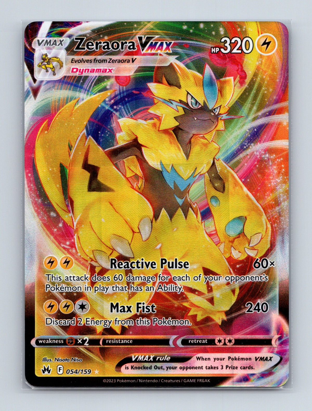 2023 Pokemon Zeraora VMAX SWSH: Crown Zenith 054/159 Holo Ultra Rare NM