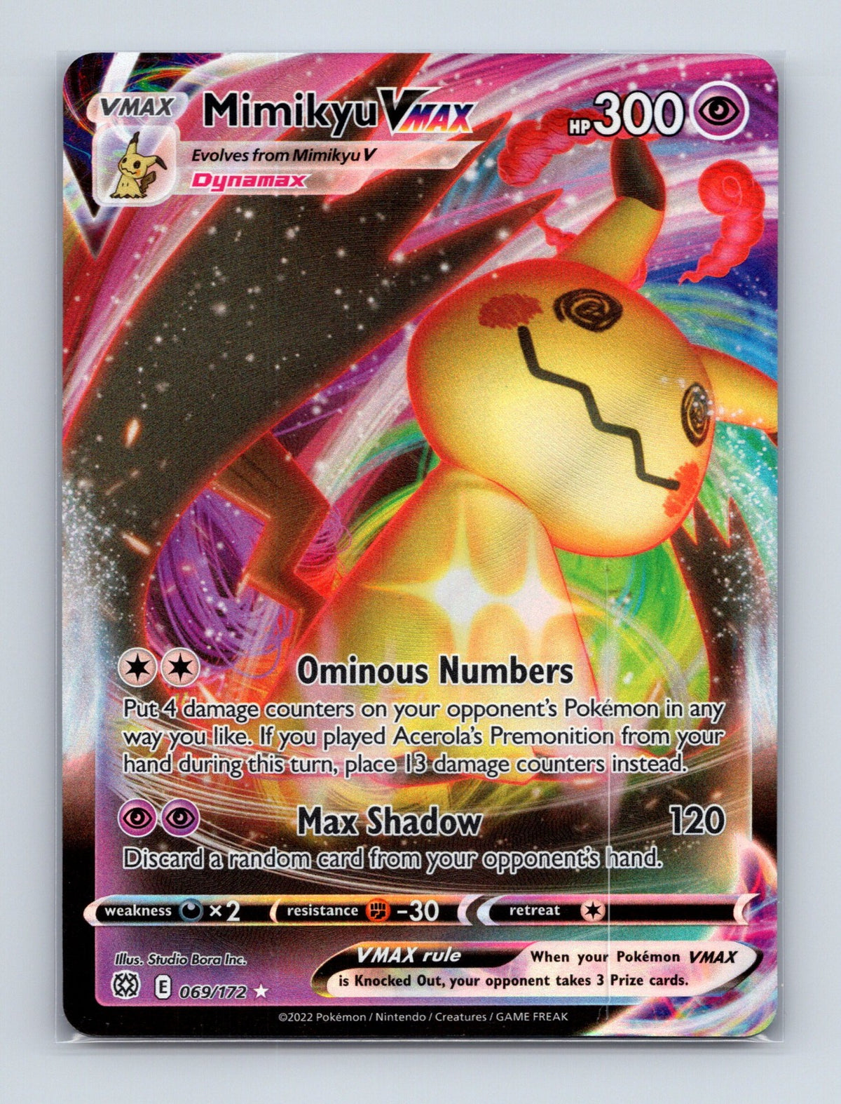 2022 Pokemon TCG Mimikyu VMAX SWSH09: Brilliant Stars 069/172 Holo Ultra Rare NM