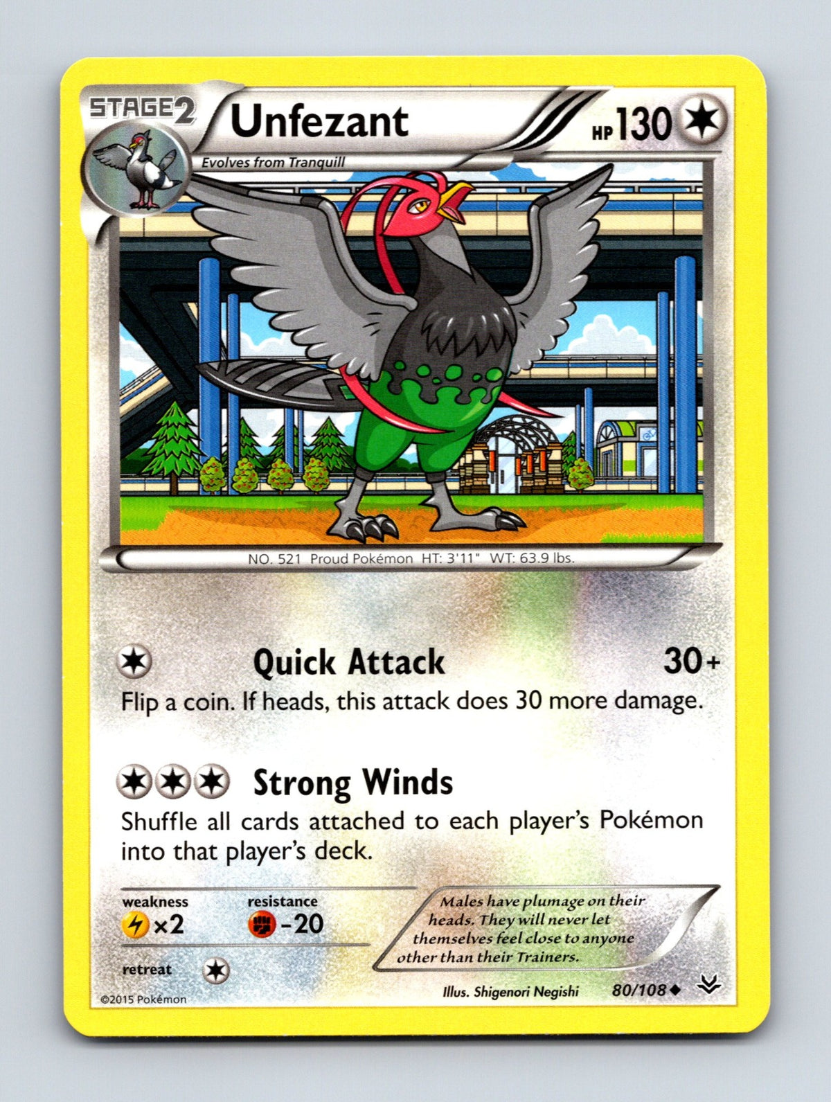 2015 Pokemon TCG Unfezant (80) XY - Roaring Skies 80/108 Uncommon NM