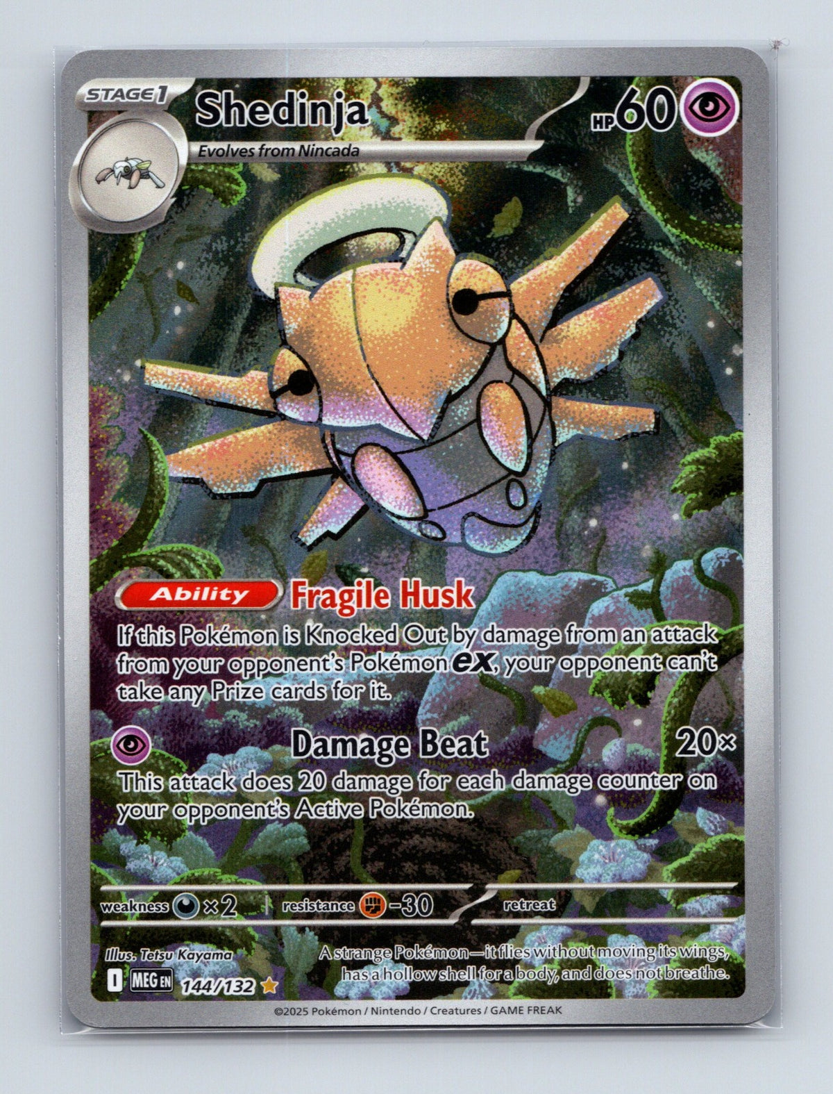 2025 Pokemon TCG Shedinja ME01: Mega Evolution 144/132 Holo Illustration Rare NM