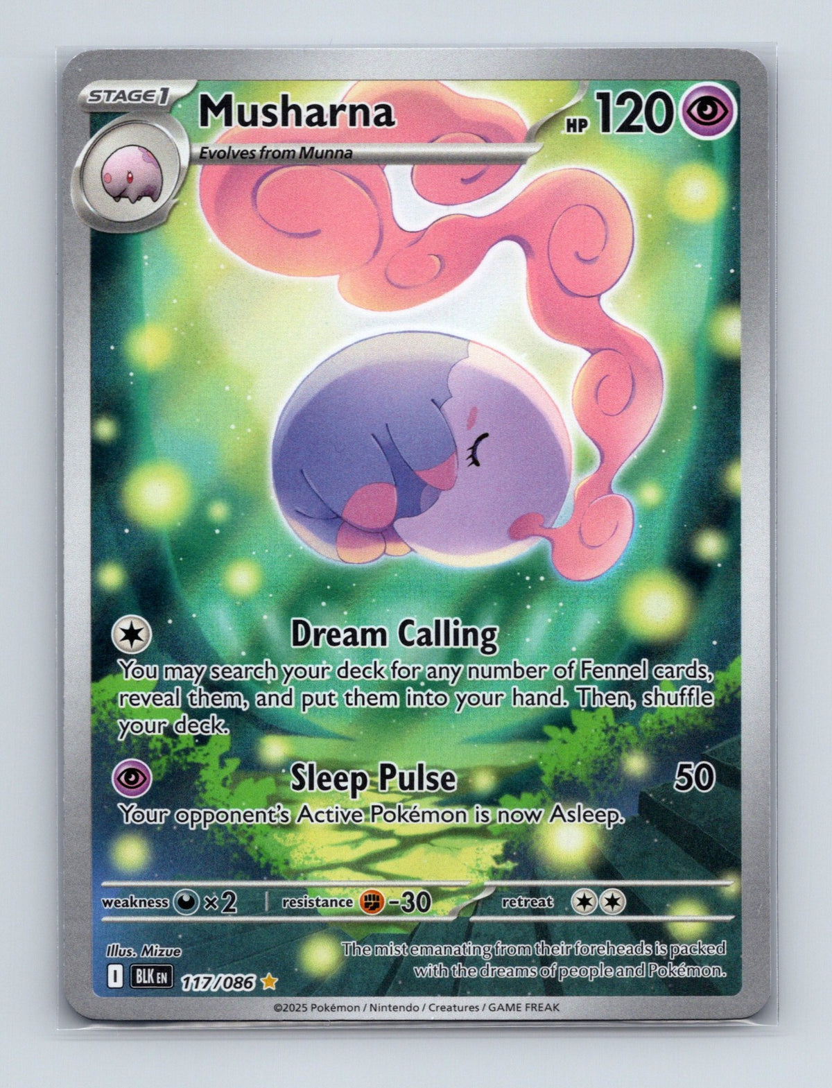 2025 Pokemon Musharna SV: Black Bolt 117/086 Holo Illustration Rare NM