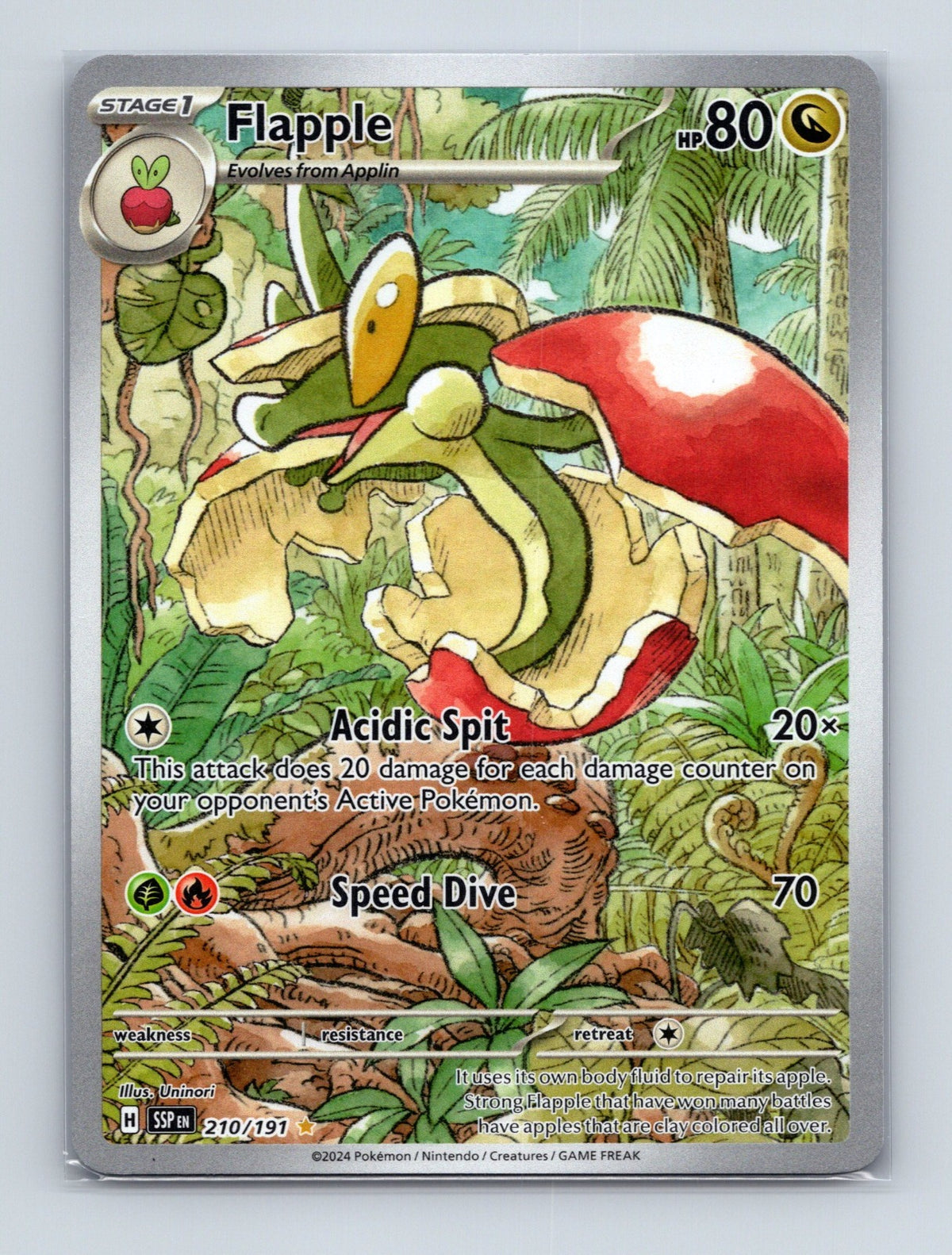2024 Pokemon TCG Flapple SV08: Surging Sparks 210/191 Holo Illustration Rare NM