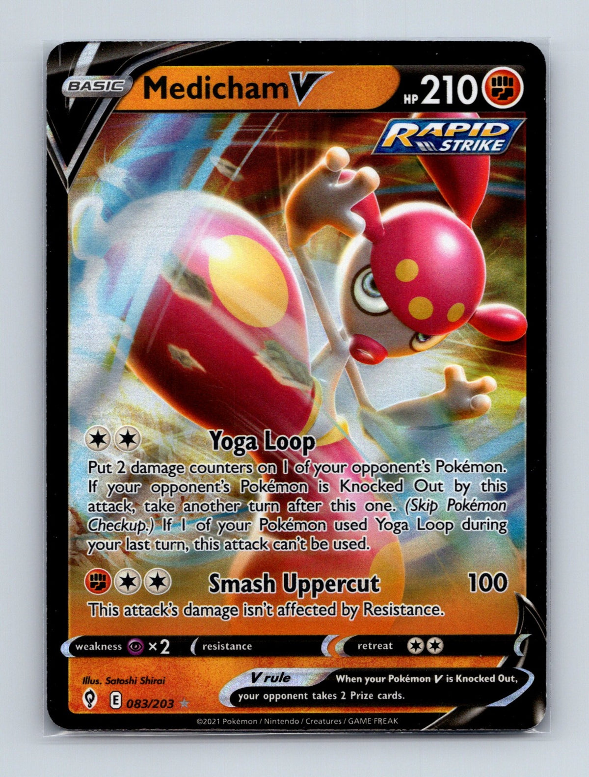 2021 Pokemon Medicham V SWSH07: Evolving Skies 083/203 Holo Ultra Rare NM