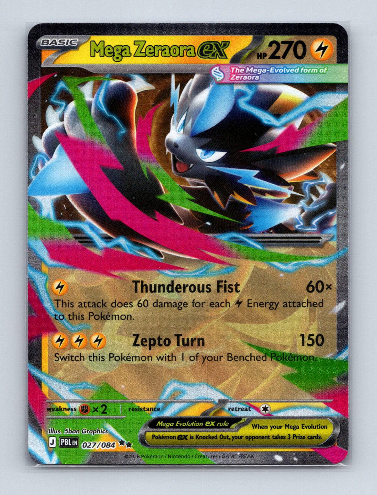 2026 Pokemon TCG Mega Zeraora ex ME05: Pitch Black 027/084 Holo Double Rare NM