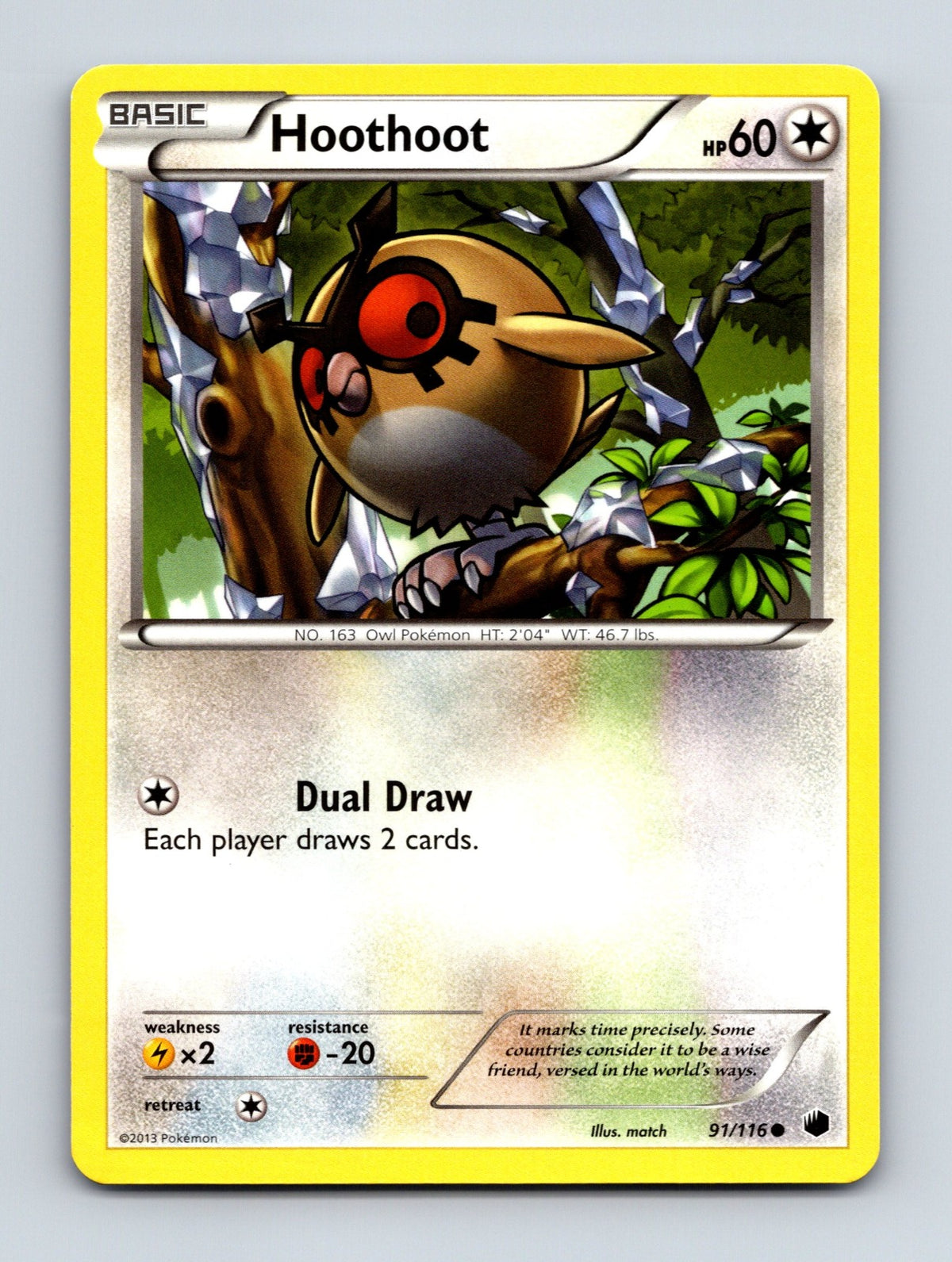 2013 Pokemon TCG Hoothoot Plasma Freeze 91/116 Common NM