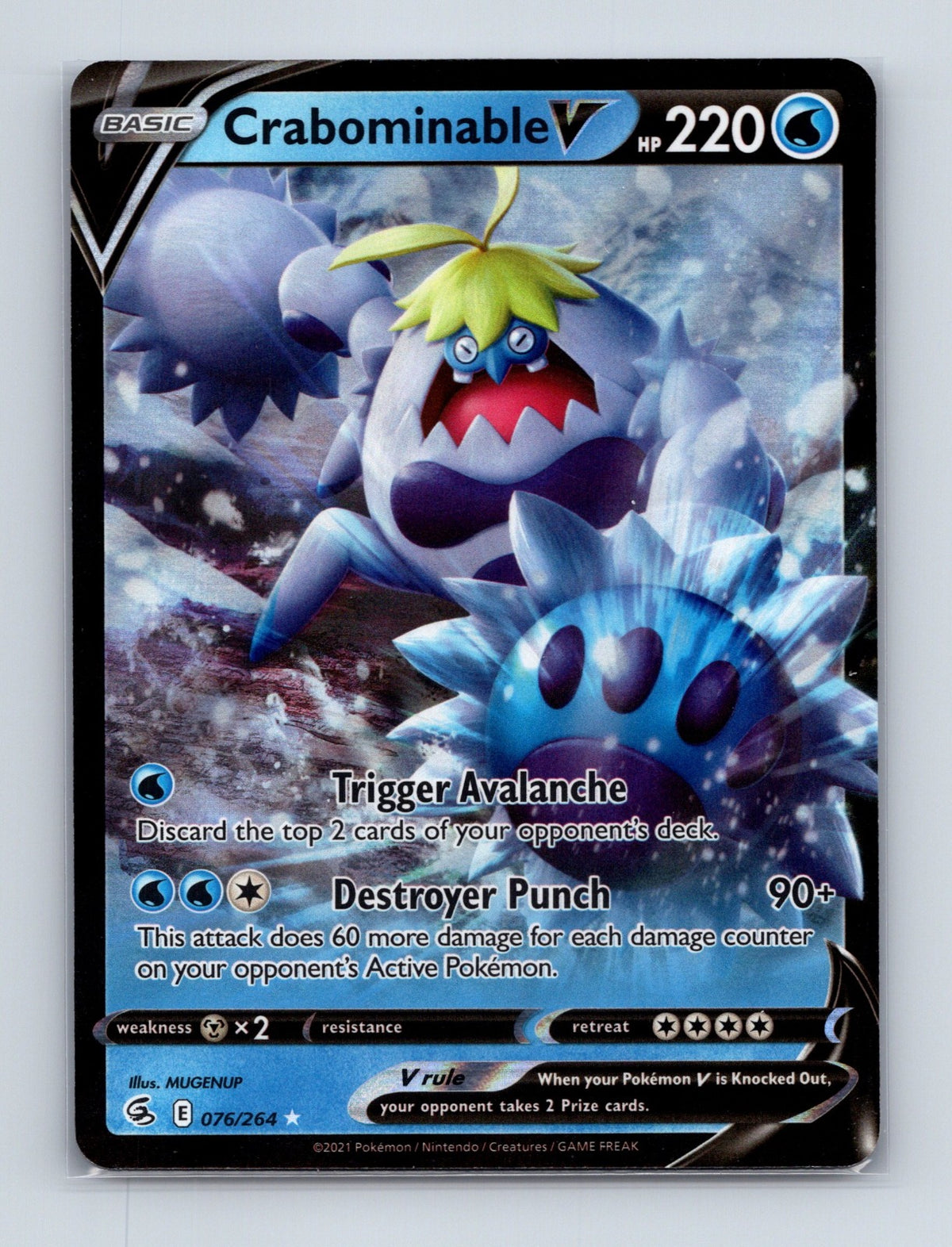 2021 Pokemon TCG Crabominable V SWSH08: Fusion Strike 076/264 Holo Ultra Rare NM