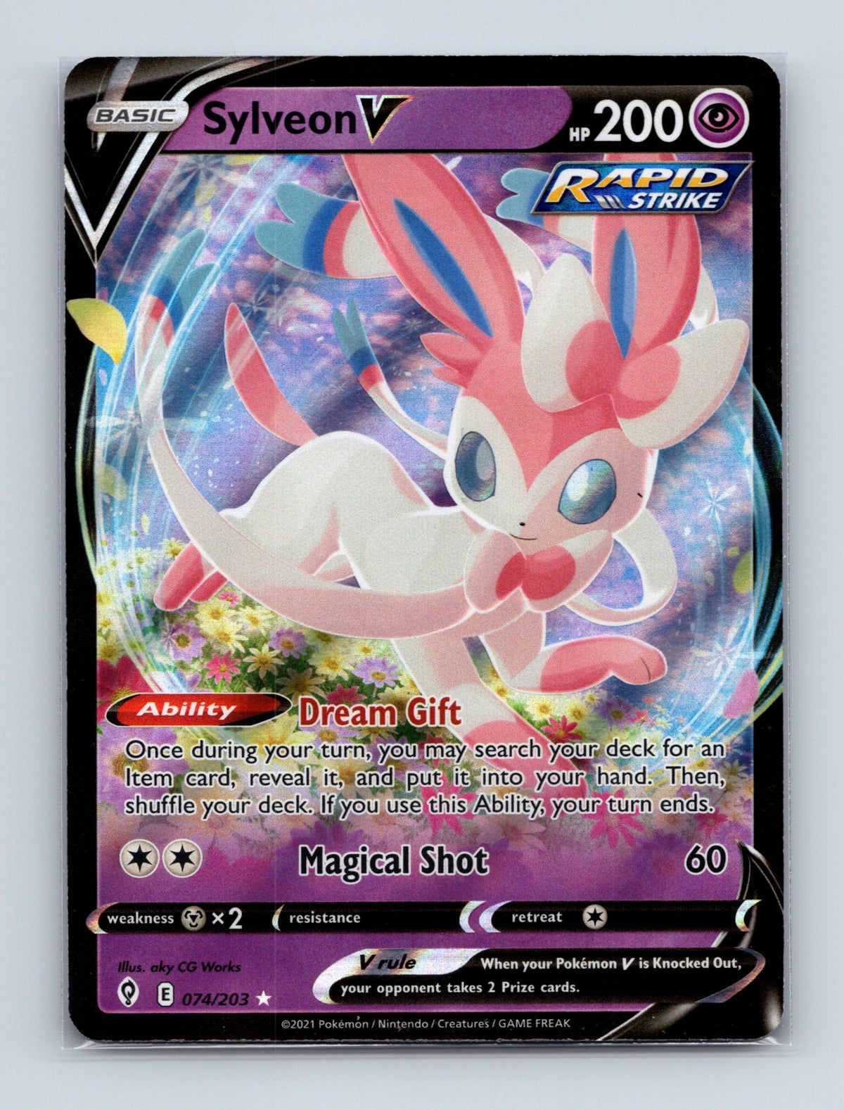 2021 Pokemon TCG Sylveon V SWSH07: Evolving Skies 074/203 Holo Ultra Rare NM