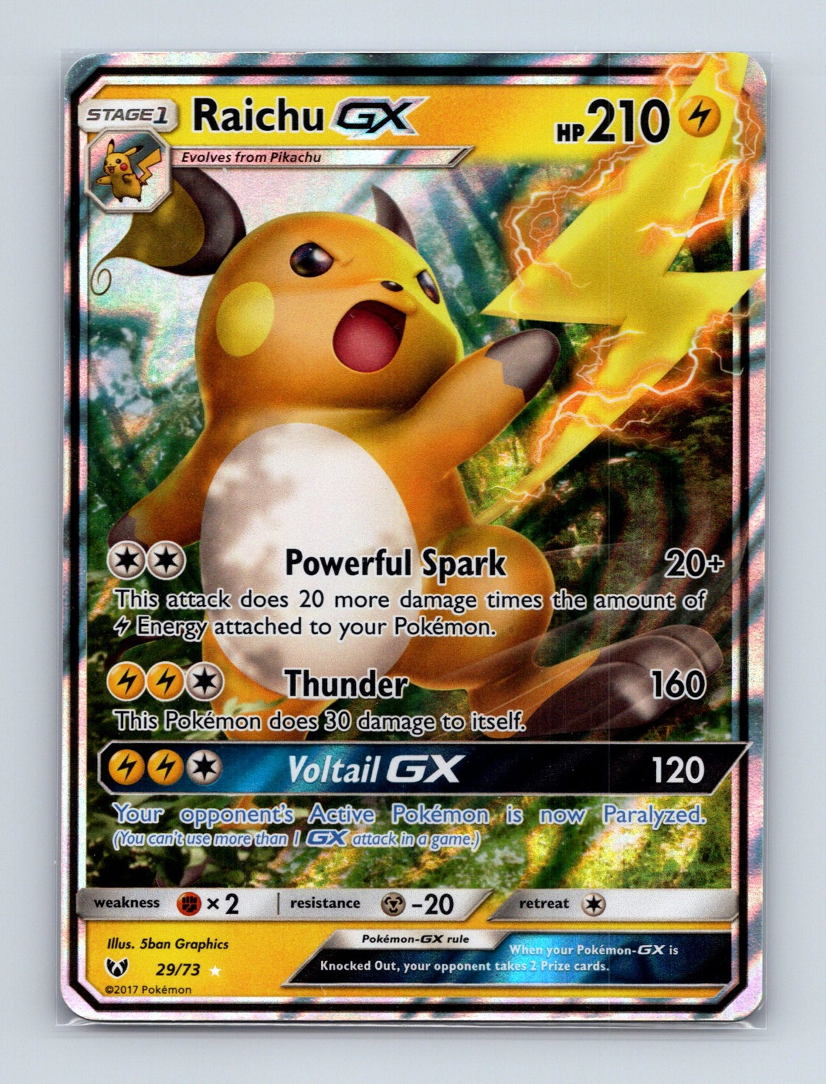 2017 Pokemon TCG Raichu GX Shining Legends 29/73 Holo Ultra Rare NM
