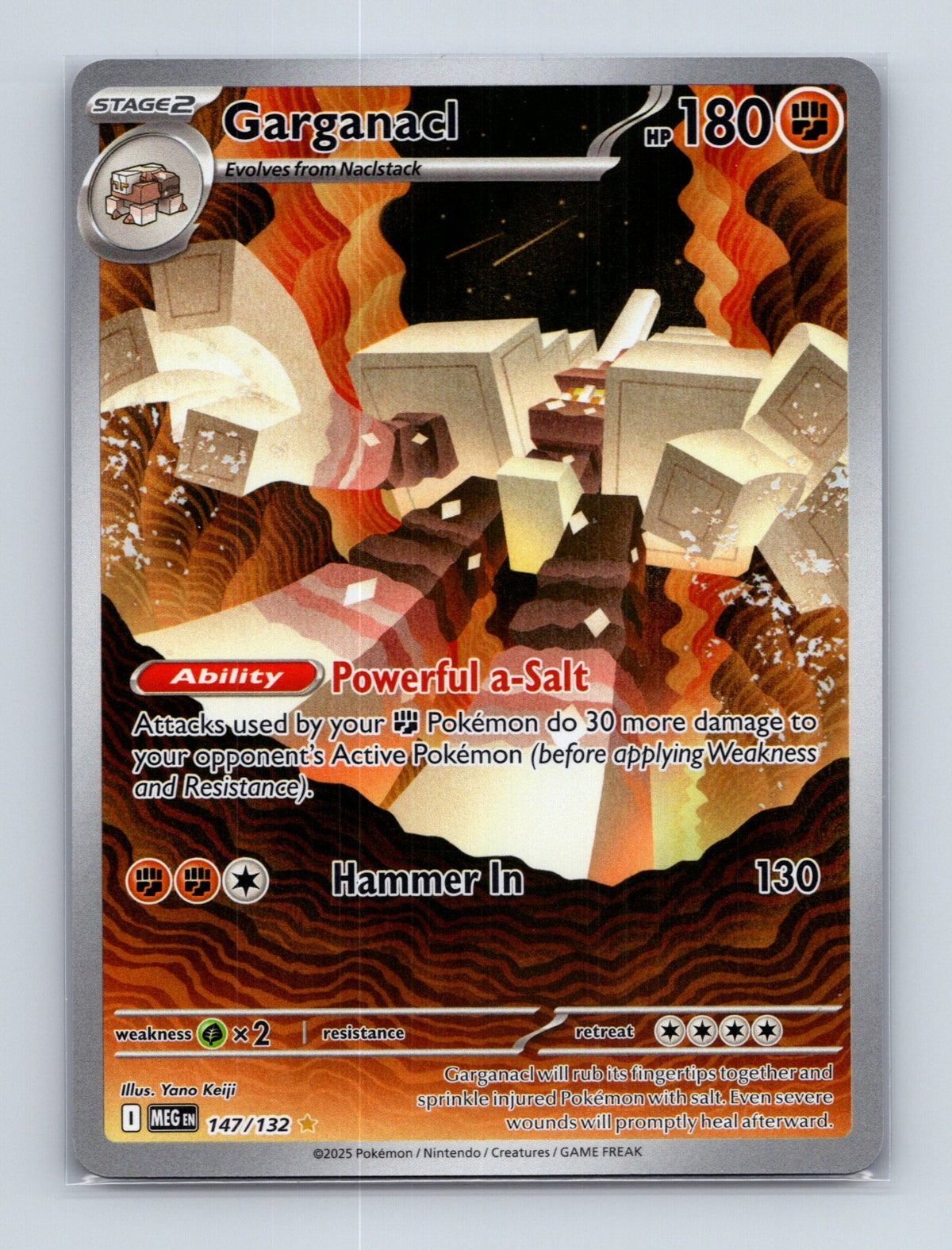 2025 Pokemon Garganacl ME01: Mega Evolution 147/132 Holo Illustration Rare NM