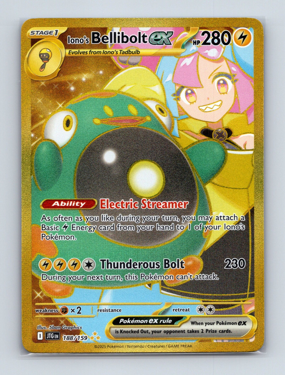 2025 Pokemon Iono's Bellibolt ex SV09: Journey Together 188/159 Hyper Rare NM