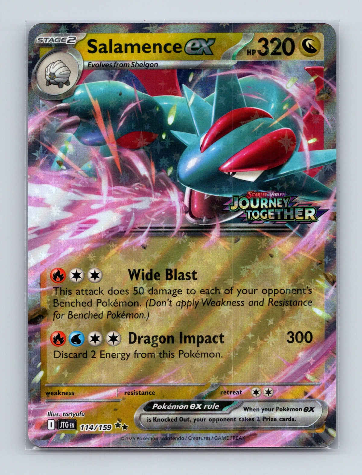 2026 Pokemon Salamence ex (Journey Together Stamped) 114/159 Holo Double Rare NM