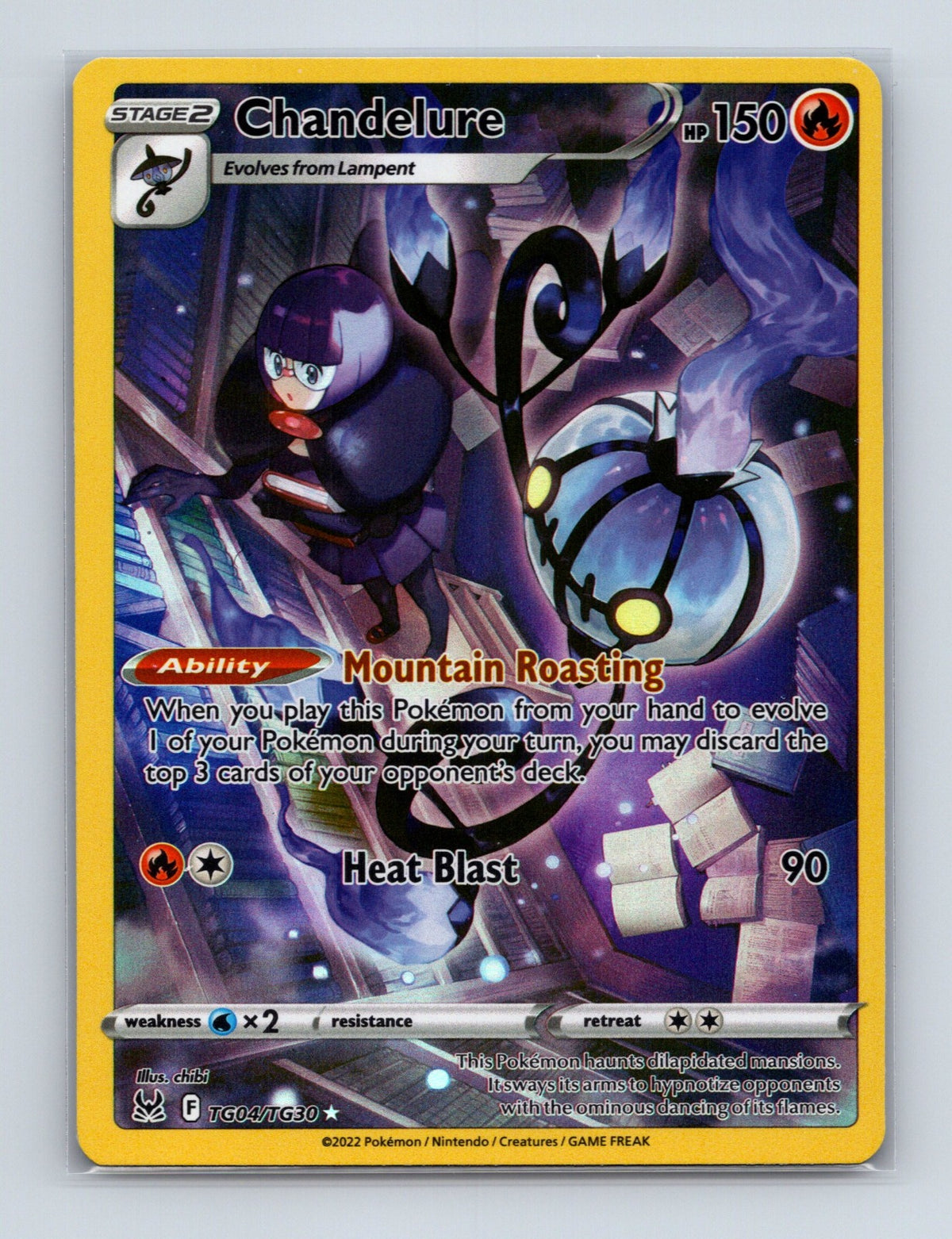 2022 Pokemon Chandelure SWSH11: Lost Origin Trainer Gallery TG04/TG30 NM