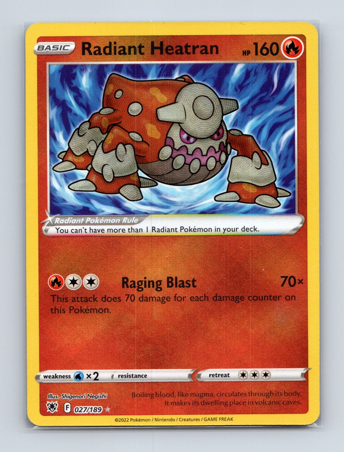 2022 Pokemon Radiant Heatran SWSH10: Astral Radiance 027/189 Radiant Rare NM