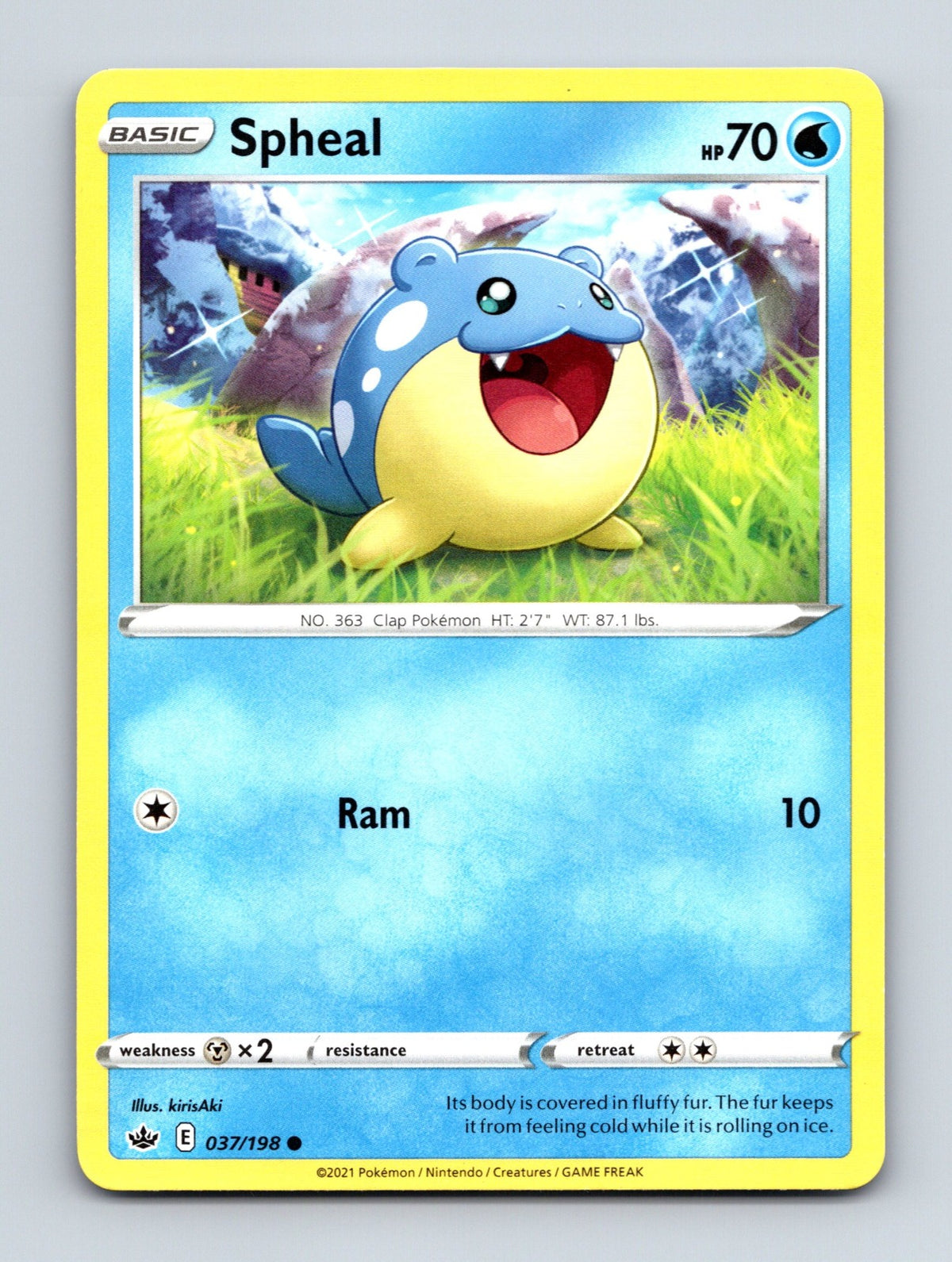 2021 Pokemon TCG Spheal SWSH06: Chilling Reign 037/198 Common NM